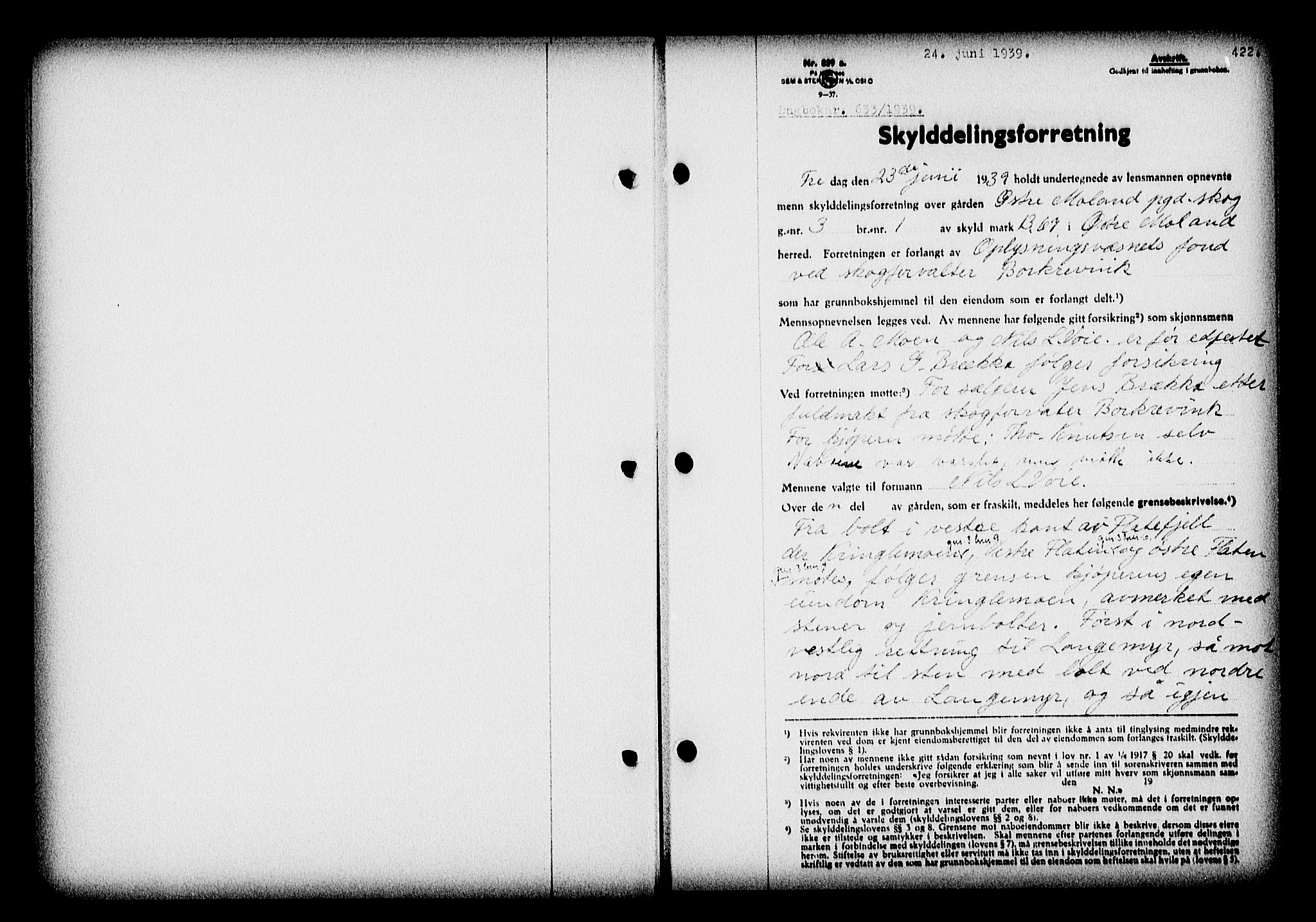 Nedenes sorenskriveri, SAK/1221-0006/G/Gb/Gba/L0046: Mortgage book no. 42, 1938-1939, Diary no: : 633/1939