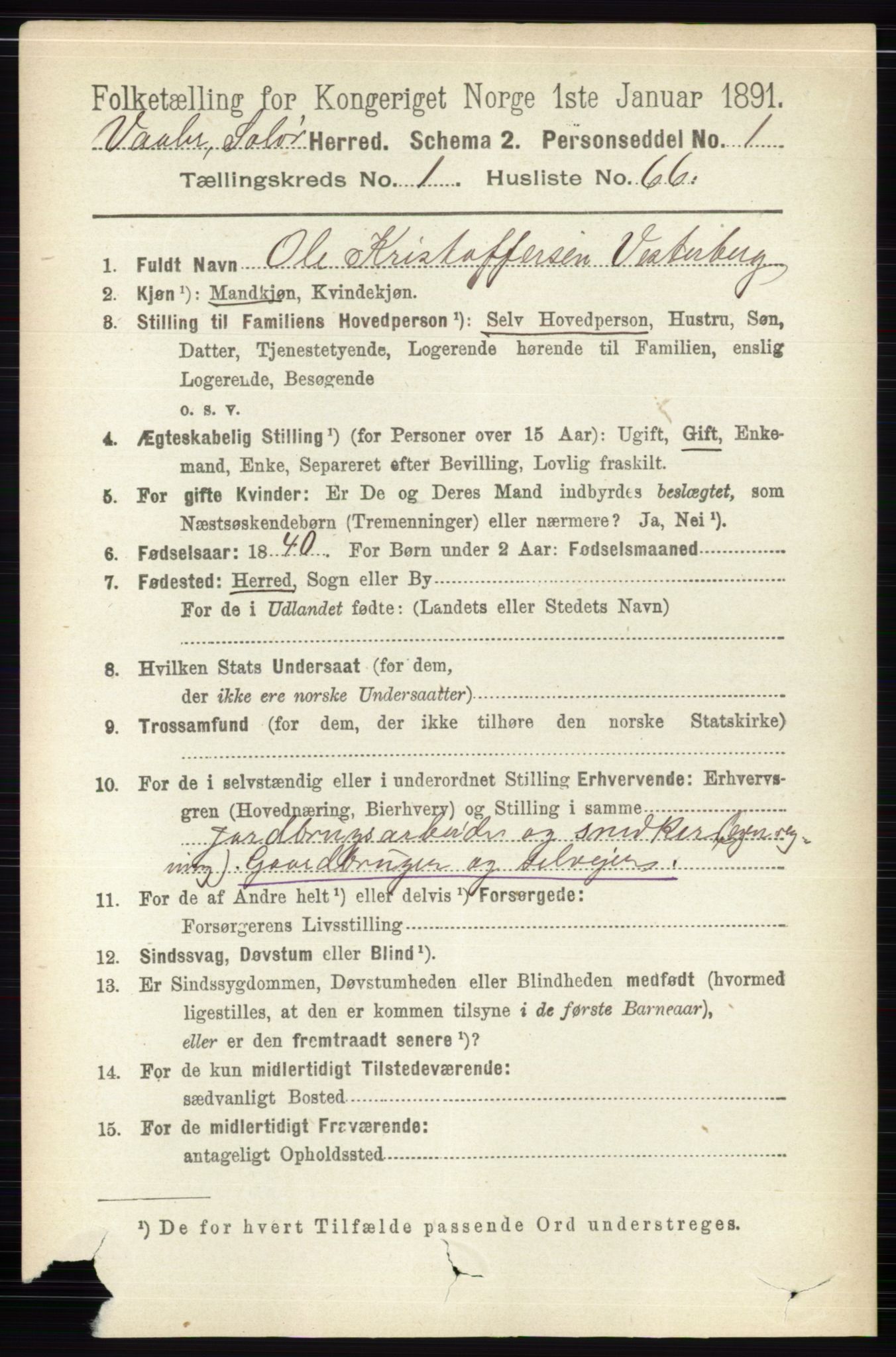 RA, 1891 census for 0426 Våler, 1891, p. 420