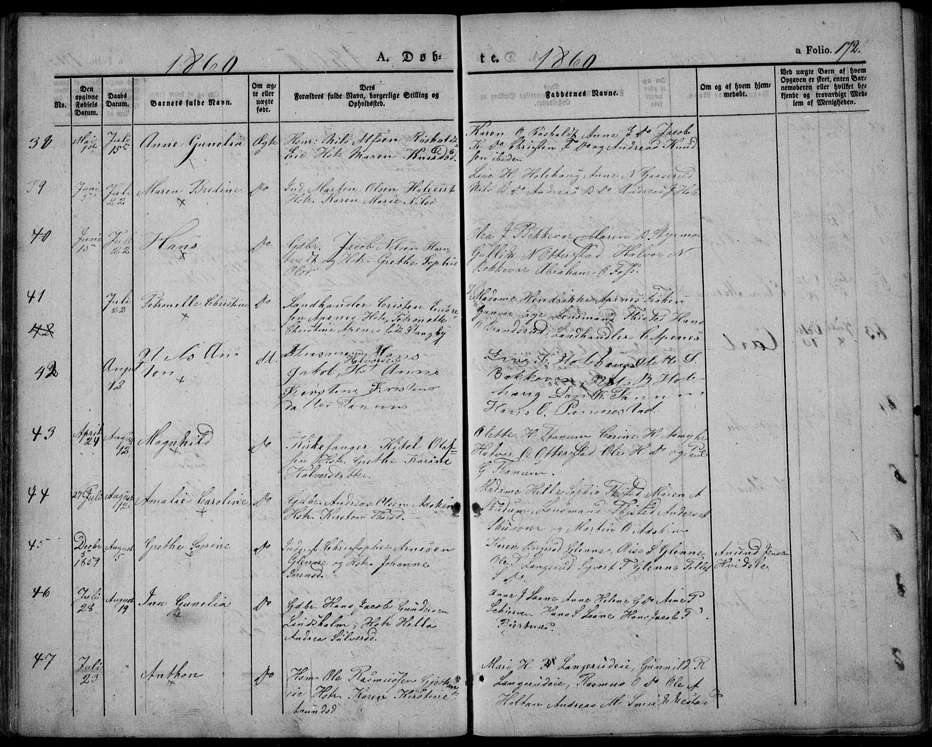 Lardal kirkebøker, SAKO/A-350/F/Fa/L0006: Parish register (official) no. I 6, 1835-1860, p. 172