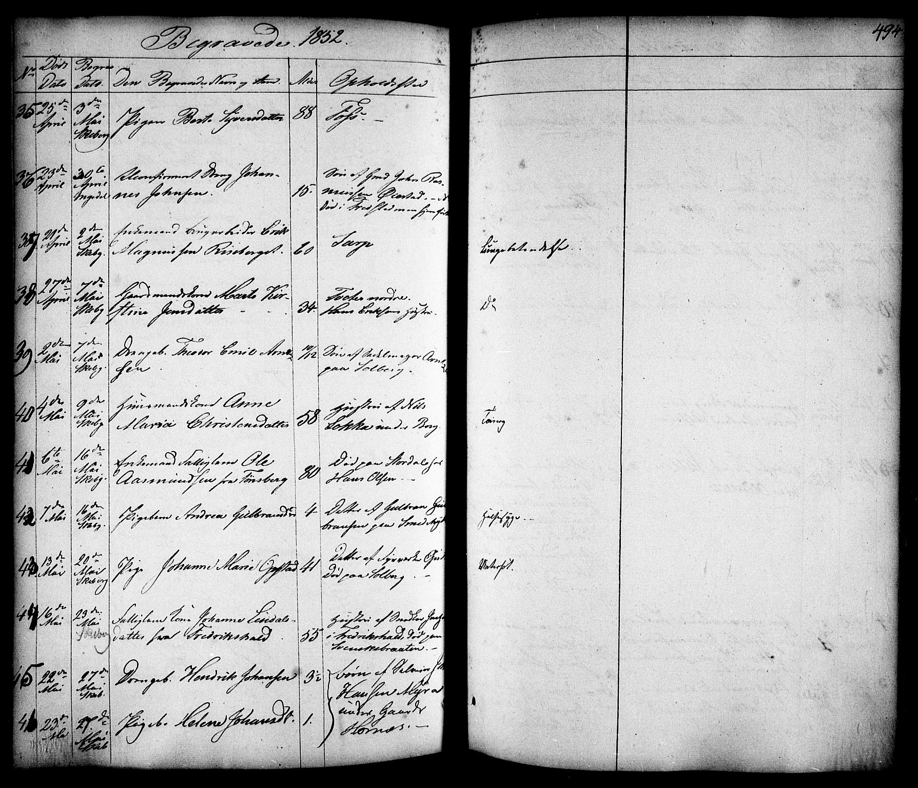 Skjeberg prestekontor Kirkebøker, AV/SAO-A-10923/F/Fa/L0006: Parish register (official) no. I 6, 1846-1858, p. 494