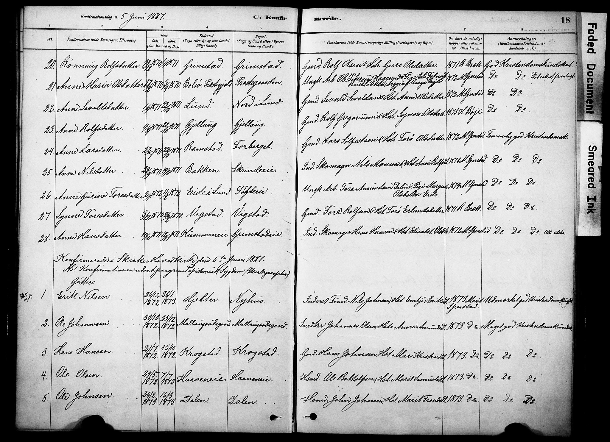 Skjåk prestekontor, SAH/PREST-072/H/Ha/Haa/L0002: Parish register (official) no. 2, 1878-1907, p. 18