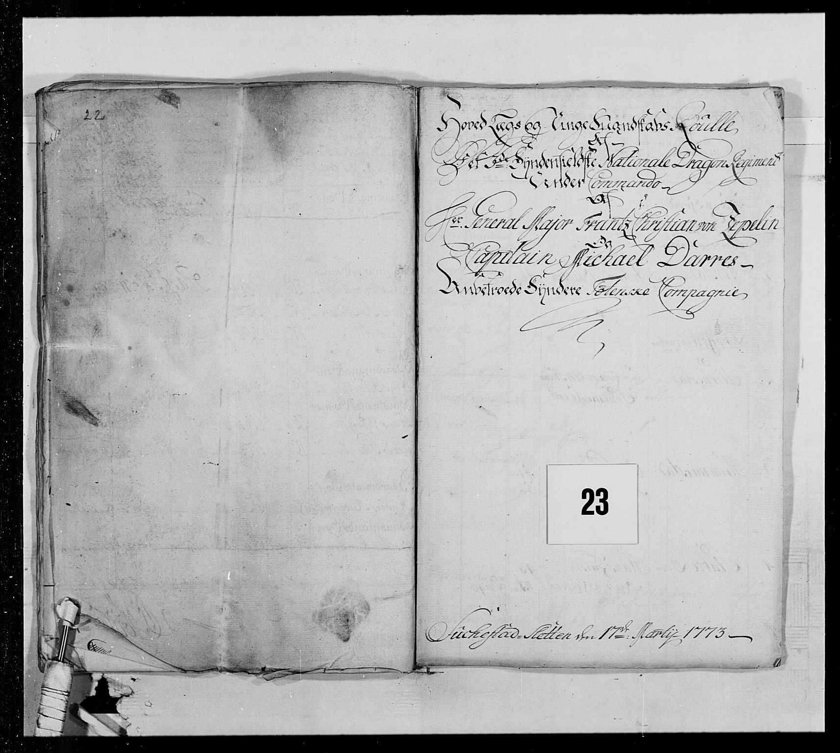 Generalitets- og kommissariatskollegiet, Det kongelige norske kommissariatskollegium, AV/RA-EA-5420/E/Eh/L0013: 3. Sønnafjelske dragonregiment, 1771-1773, p. 573