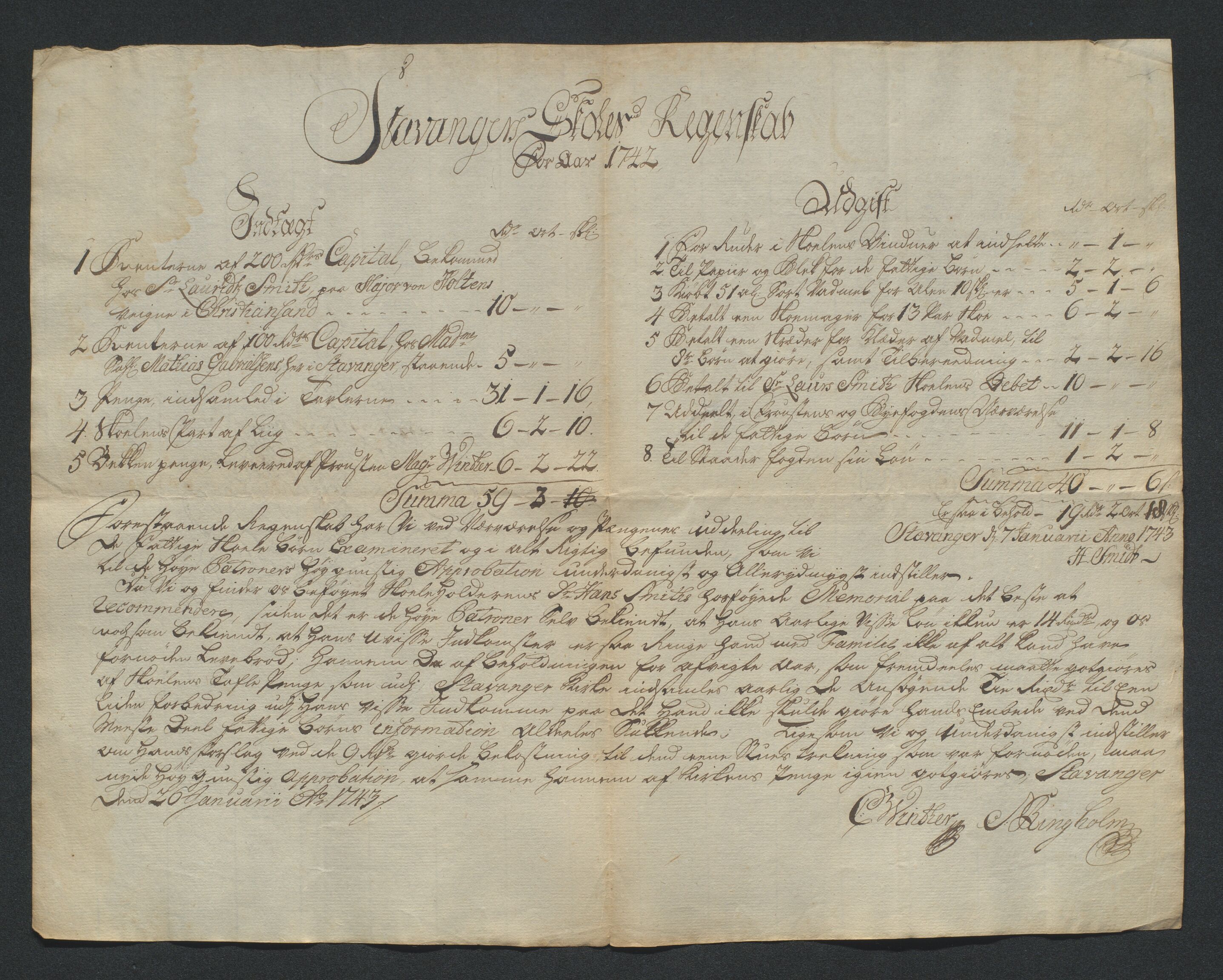 Biskopen i Kristiansand, AV/SAK-1113-0001/G/Gh/L0078: C 235 - Regnskap for Stavanger fattigskole, 1694-1822, p. 10
