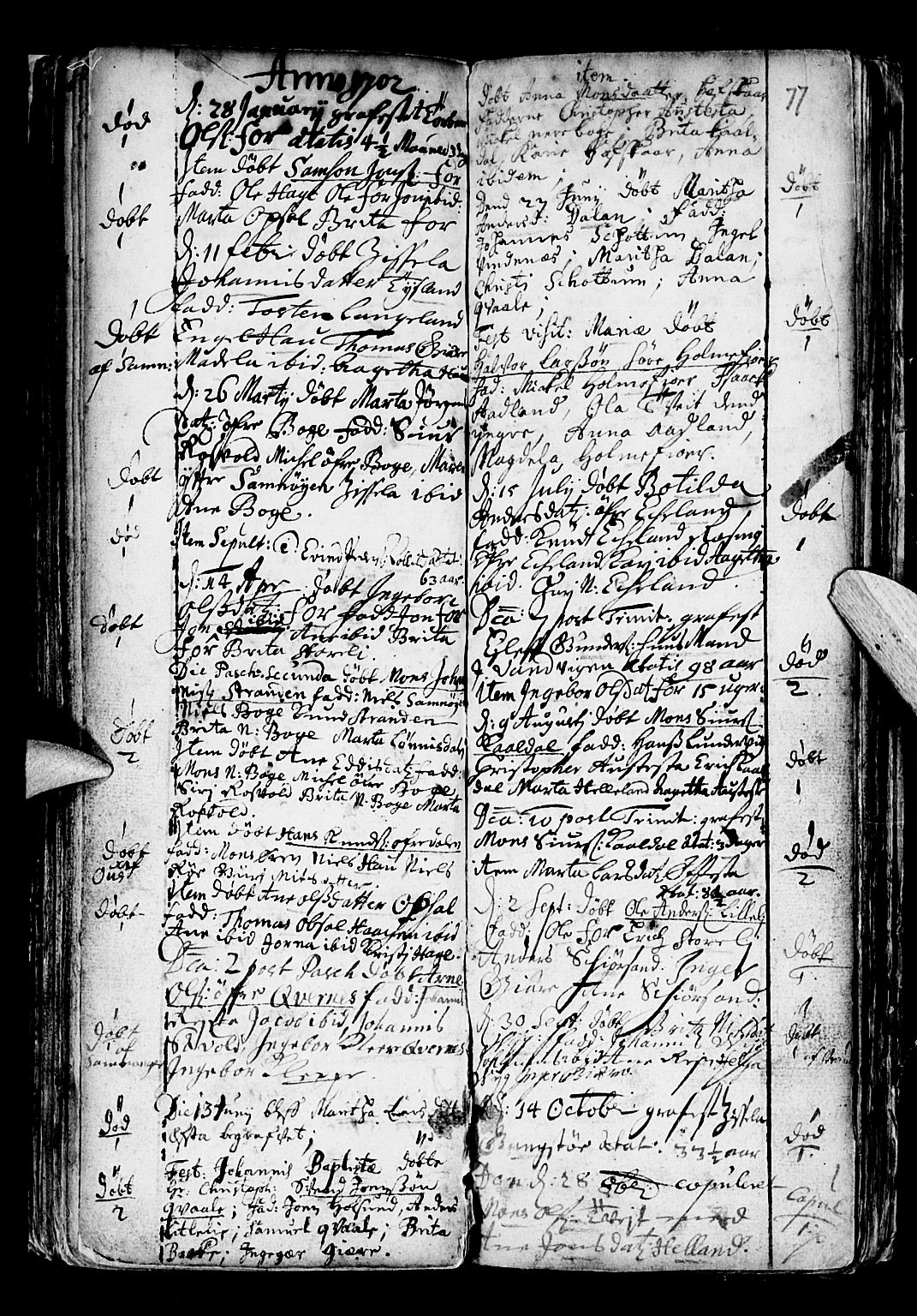Os sokneprestembete, SAB/A-99929: Parish register (official) no. A 6, 1669-1719, p. 77