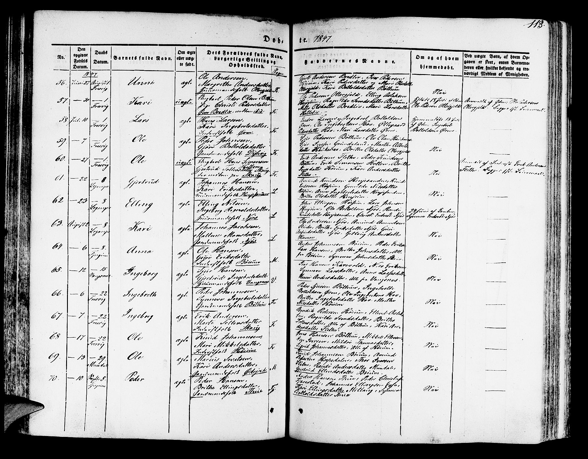 Leikanger sokneprestembete, AV/SAB-A-81001/H/Haa/Haaa/L0007: Parish register (official) no. A 7, 1838-1851, p. 113