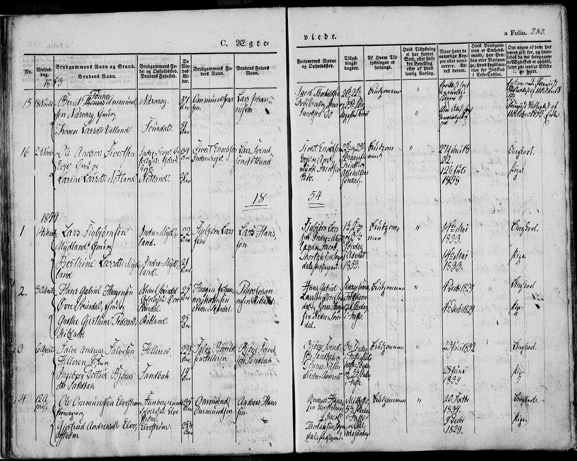 Sokndal sokneprestkontor, SAST/A-101808: Parish register (official) no. A 8.2, 1842-1857, p. 283