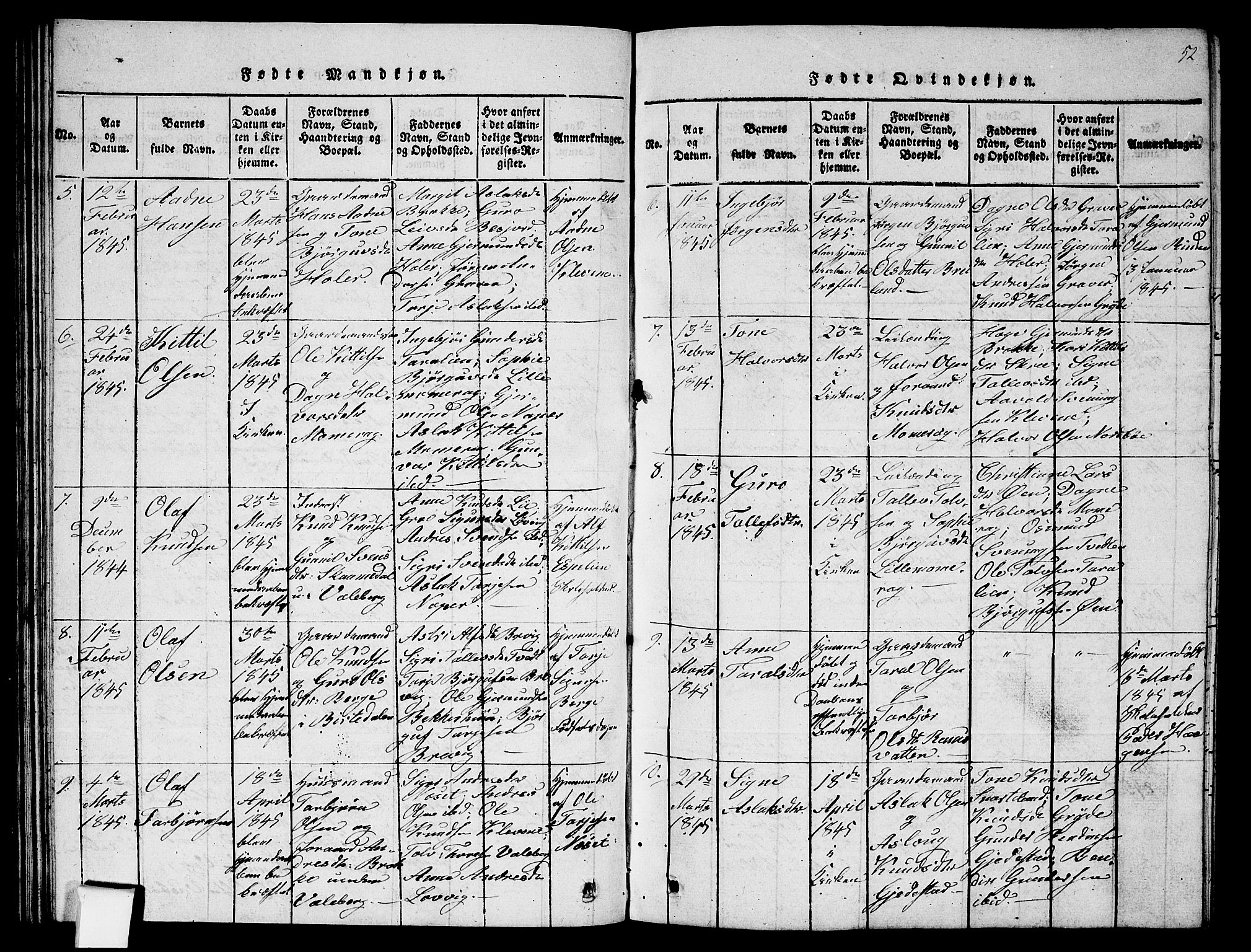 Fyresdal kirkebøker, SAKO/A-263/G/Ga/L0002: Parish register (copy) no. I 2, 1815-1857, p. 52