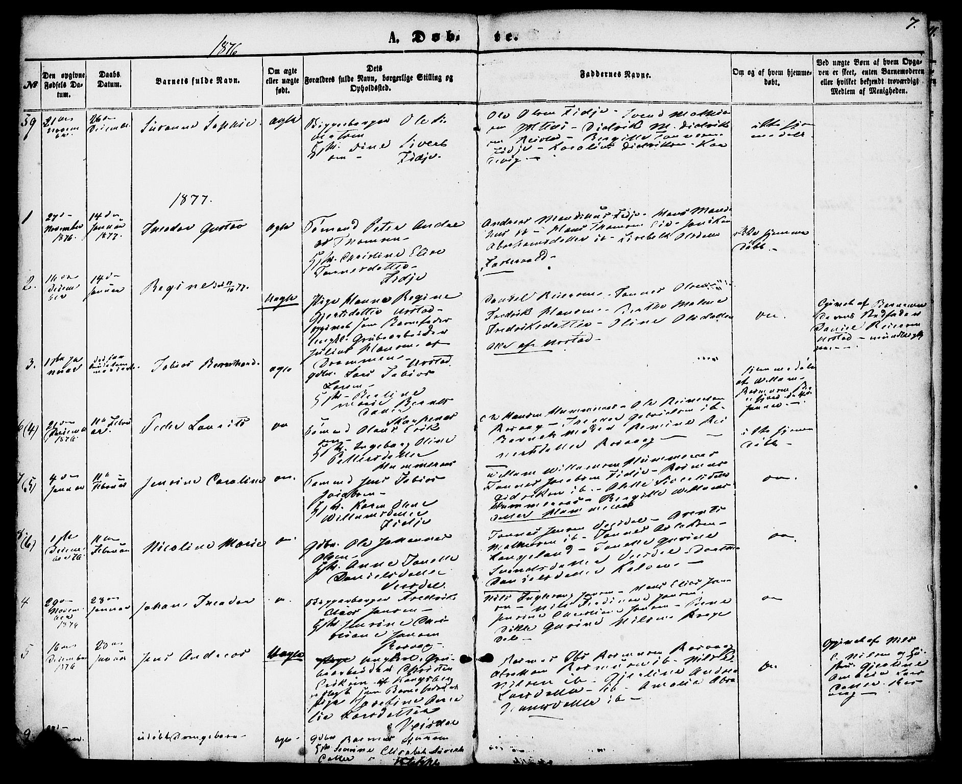 Flekkefjord sokneprestkontor, AV/SAK-1111-0012/F/Fa/Fab/L0005: Parish register (official) no. A 5, 1870-1886, p. 7