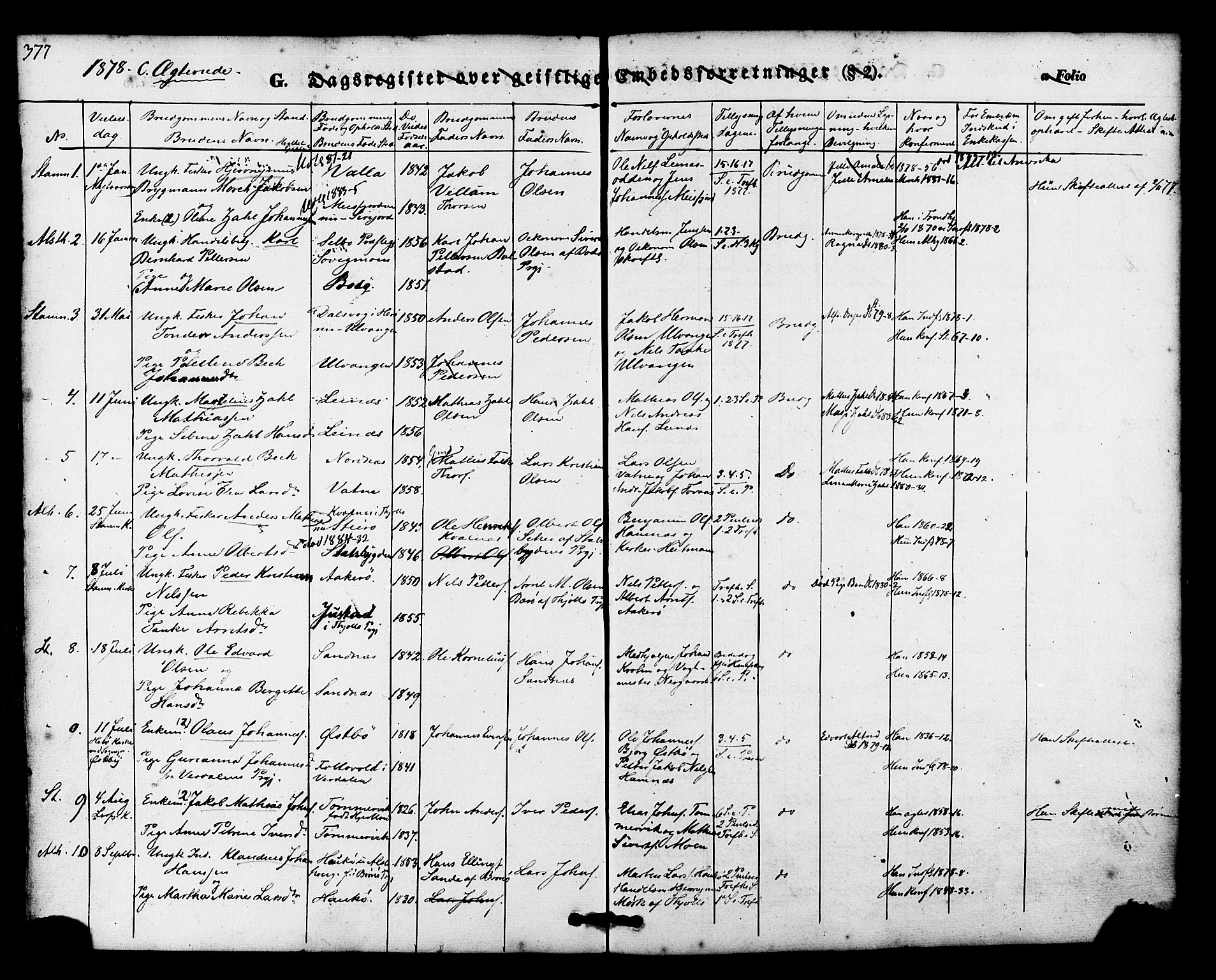 Ministerialprotokoller, klokkerbøker og fødselsregistre - Nordland, AV/SAT-A-1459/830/L0448: Parish register (official) no. 830A12, 1855-1878, p. 377