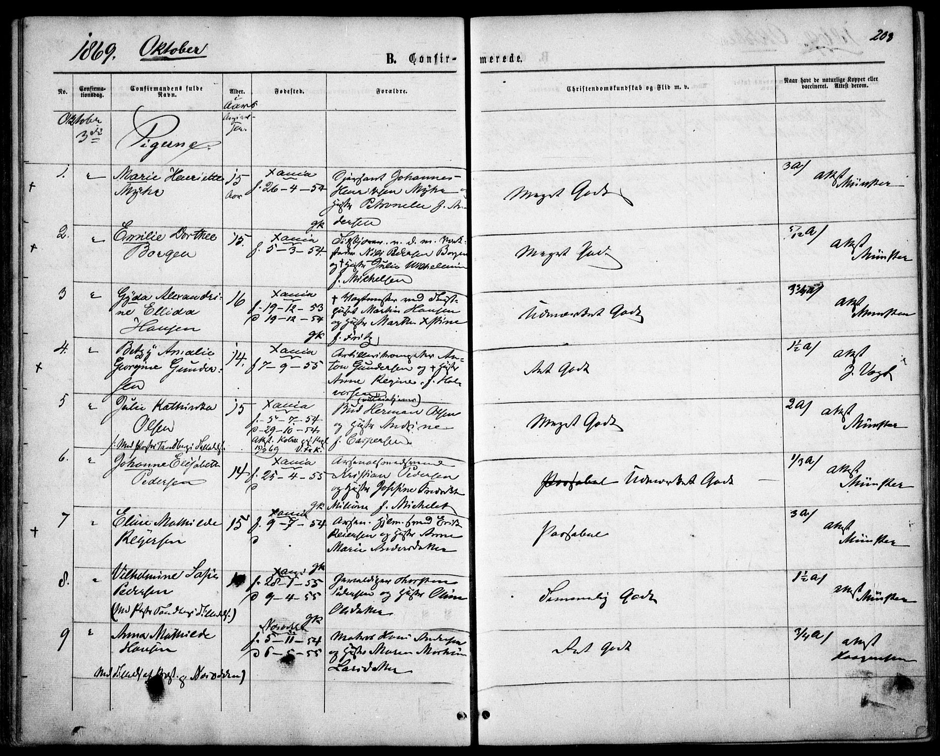 Garnisonsmenigheten Kirkebøker, SAO/A-10846/F/Fa/L0010: Parish register (official) no. 10, 1859-1869, p. 208