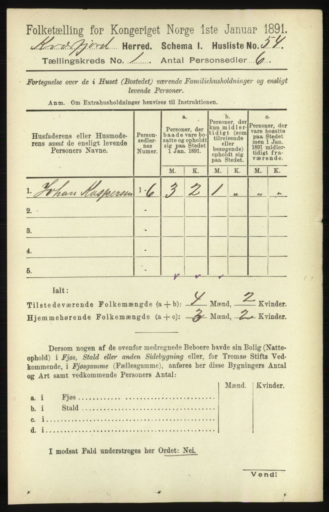 RA, 1891 census for 1911 Kvæfjord, 1891, p. 74