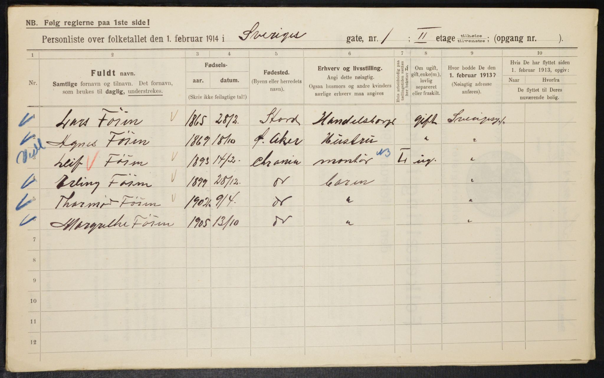 OBA, Municipal Census 1914 for Kristiania, 1914, p. 106451