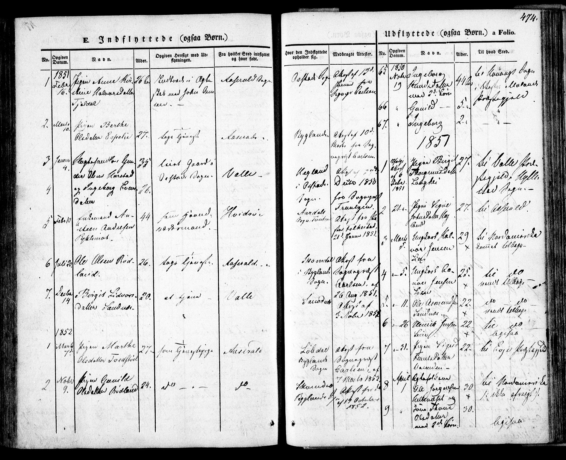 Bygland sokneprestkontor, SAK/1111-0006/F/Fa/Fab/L0004: Parish register (official) no. A 4, 1842-1858, p. 474