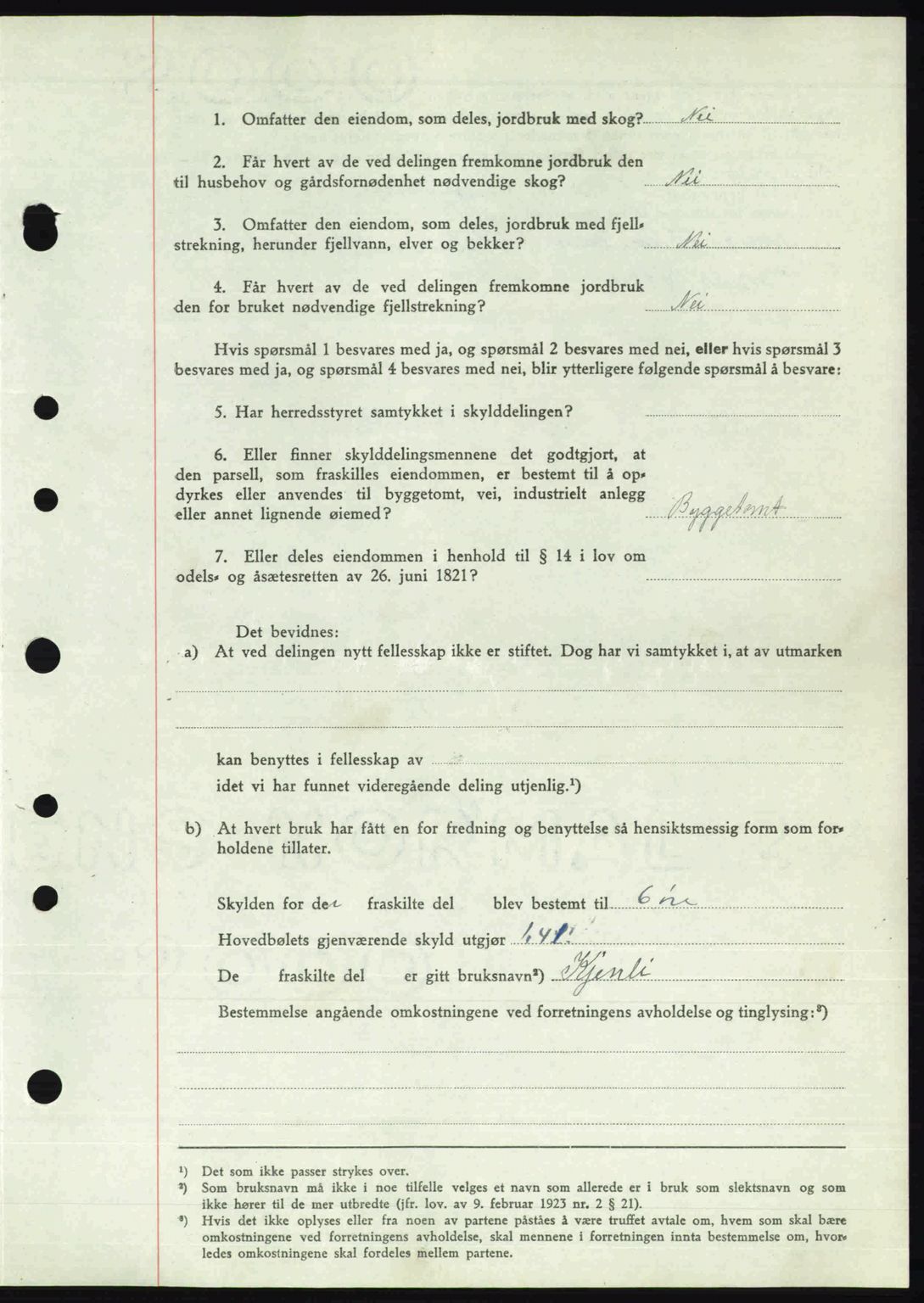 Nedenes sorenskriveri, AV/SAK-1221-0006/G/Gb/Gba/L0055: Mortgage book no. A7, 1946-1946, Diary no: : 626/1946