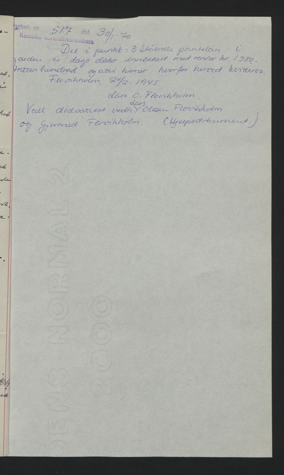 Romsdal sorenskriveri, AV/SAT-A-4149/1/2/2C: Mortgage book no. A12, 1942-1942, Diary no: : 517/1970