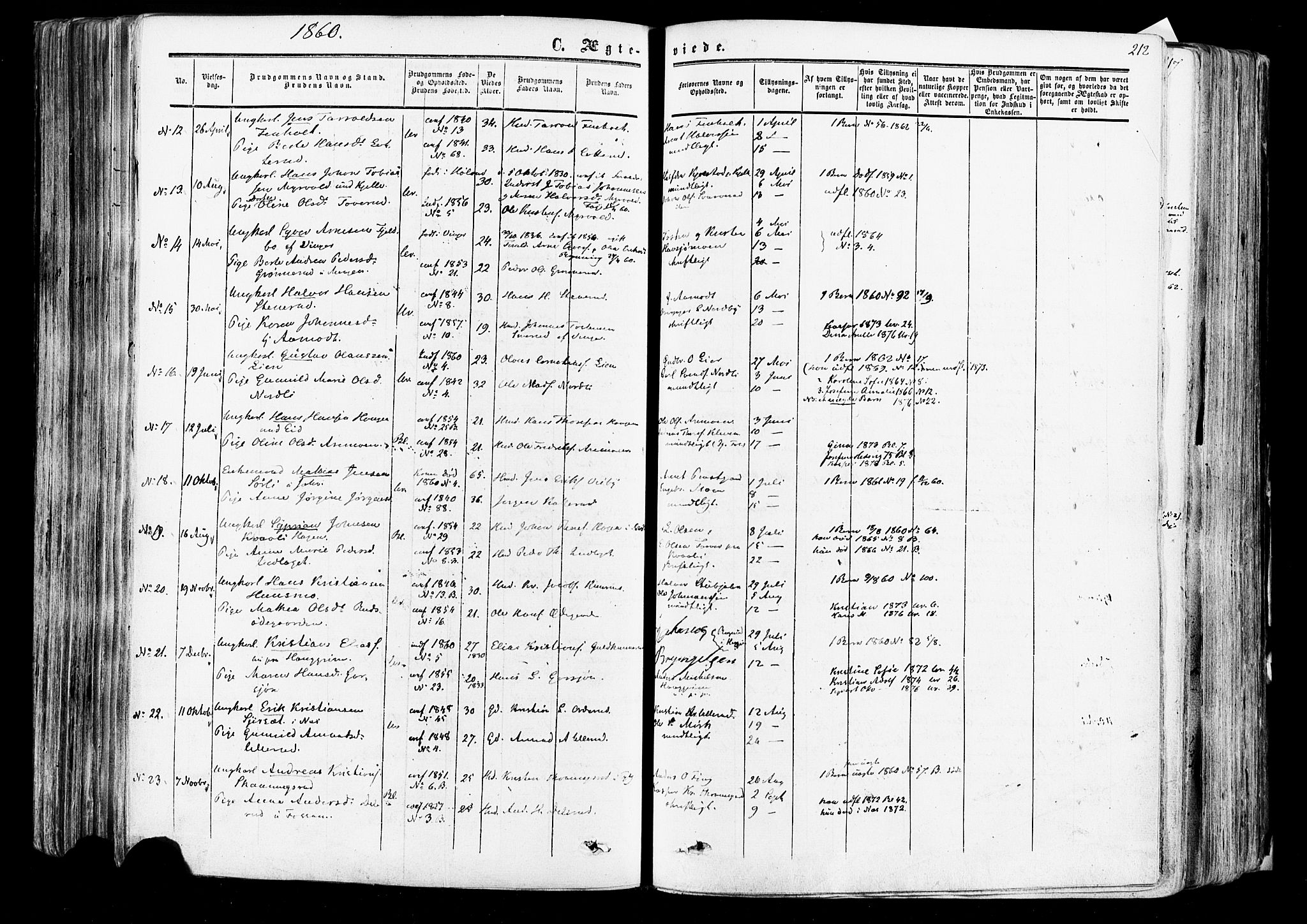 Aurskog prestekontor Kirkebøker, SAO/A-10304a/F/Fa/L0007: Parish register (official) no. I 7, 1854-1877, p. 212