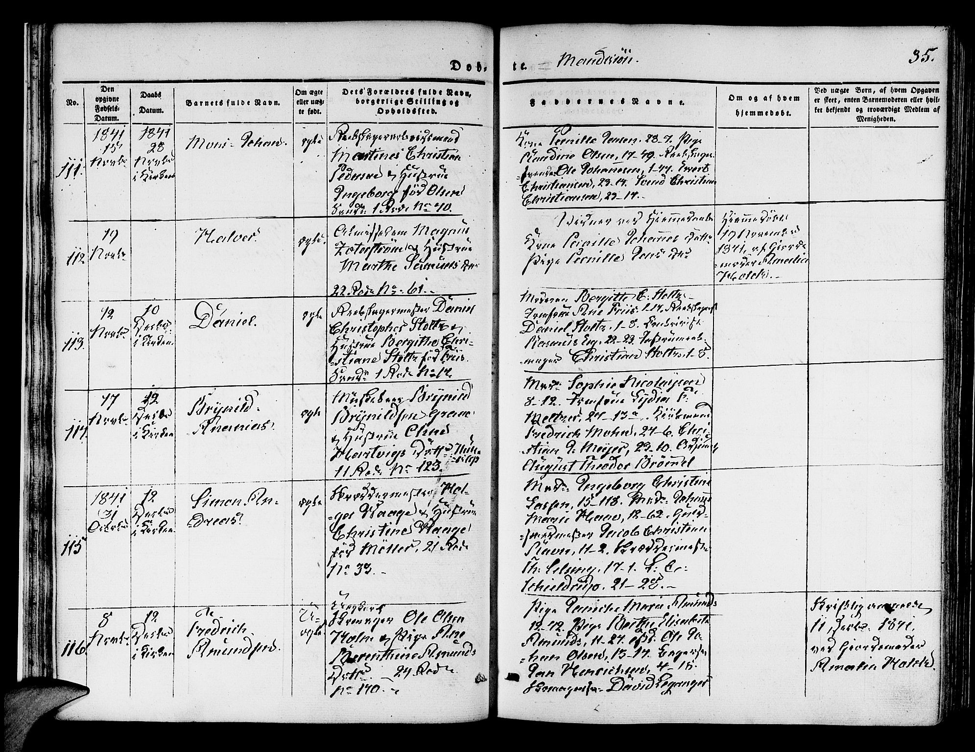 Korskirken sokneprestembete, SAB/A-76101/H/Hab: Parish register (copy) no. B 1, 1839-1847, p. 35