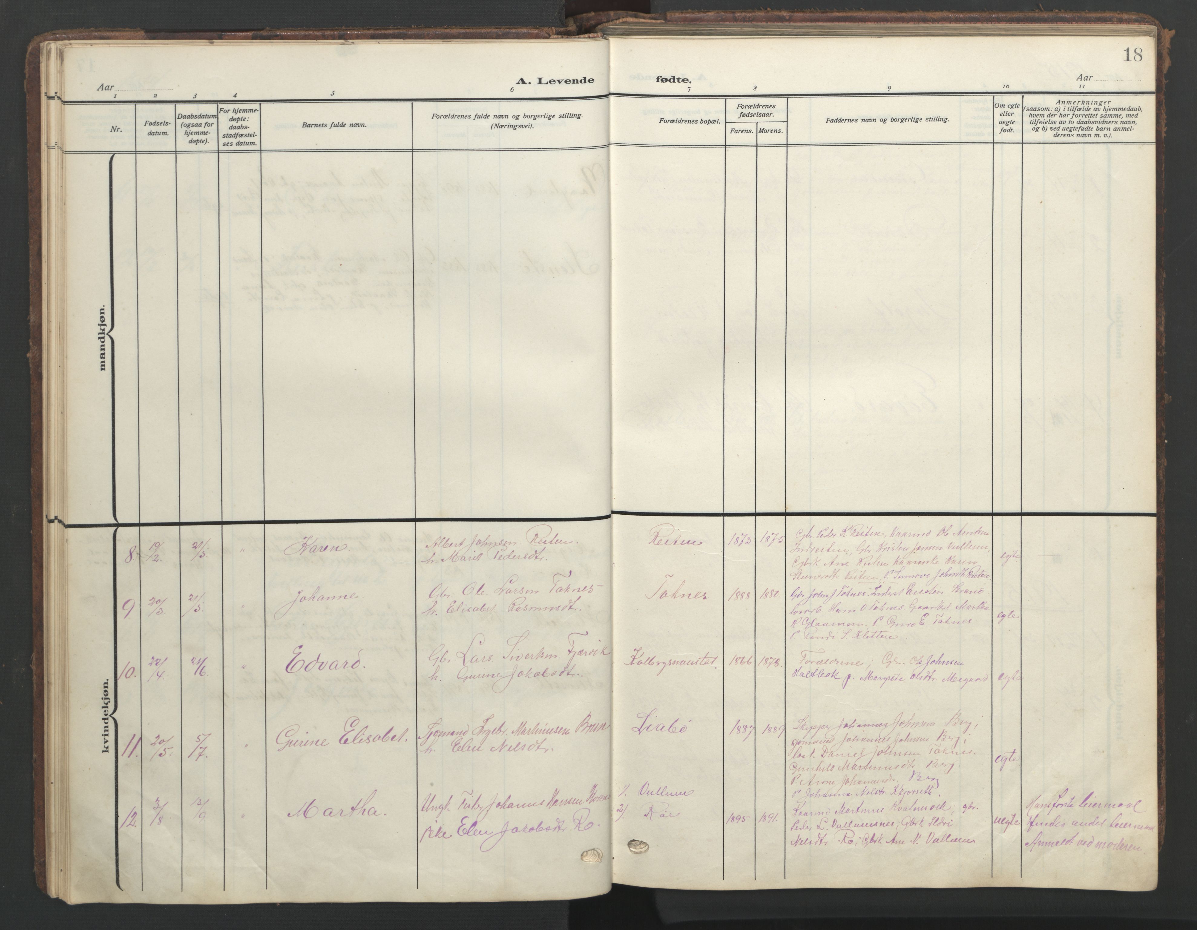 Ministerialprotokoller, klokkerbøker og fødselsregistre - Møre og Romsdal, AV/SAT-A-1454/576/L0891: Parish register (copy) no. 576C02, 1909-1946, p. 18