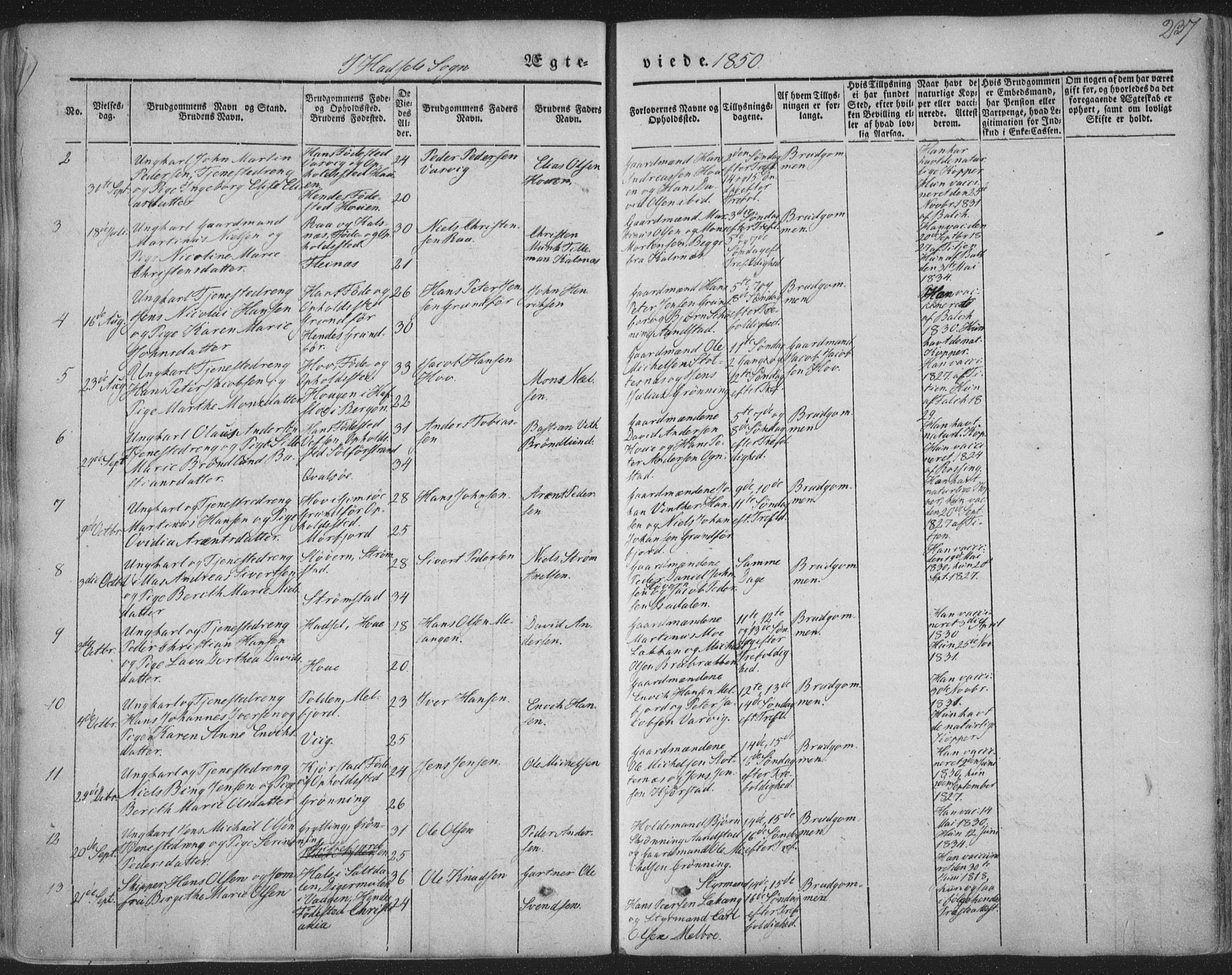 Ministerialprotokoller, klokkerbøker og fødselsregistre - Nordland, AV/SAT-A-1459/888/L1241: Parish register (official) no. 888A07, 1849-1869, p. 237