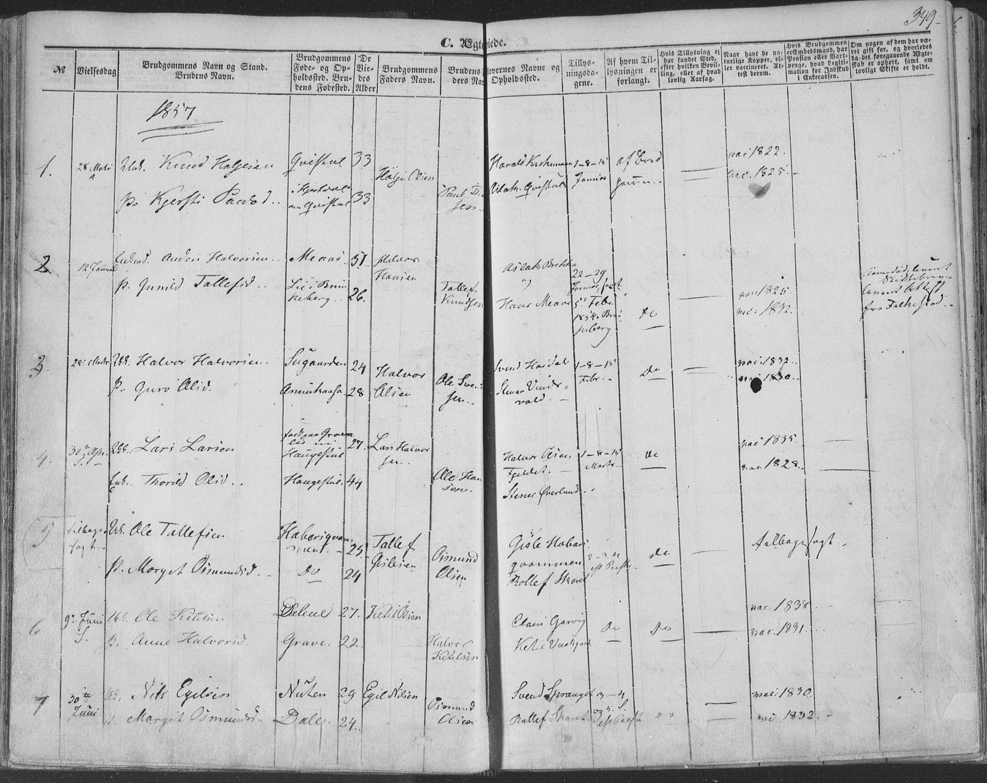 Seljord kirkebøker, SAKO/A-20/F/Fa/L012b: Parish register (official) no. I 12B, 1850-1865, p. 349