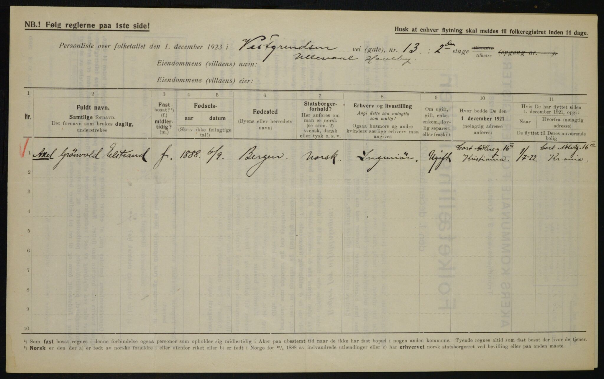 , Municipal Census 1923 for Aker, 1923, p. 21904