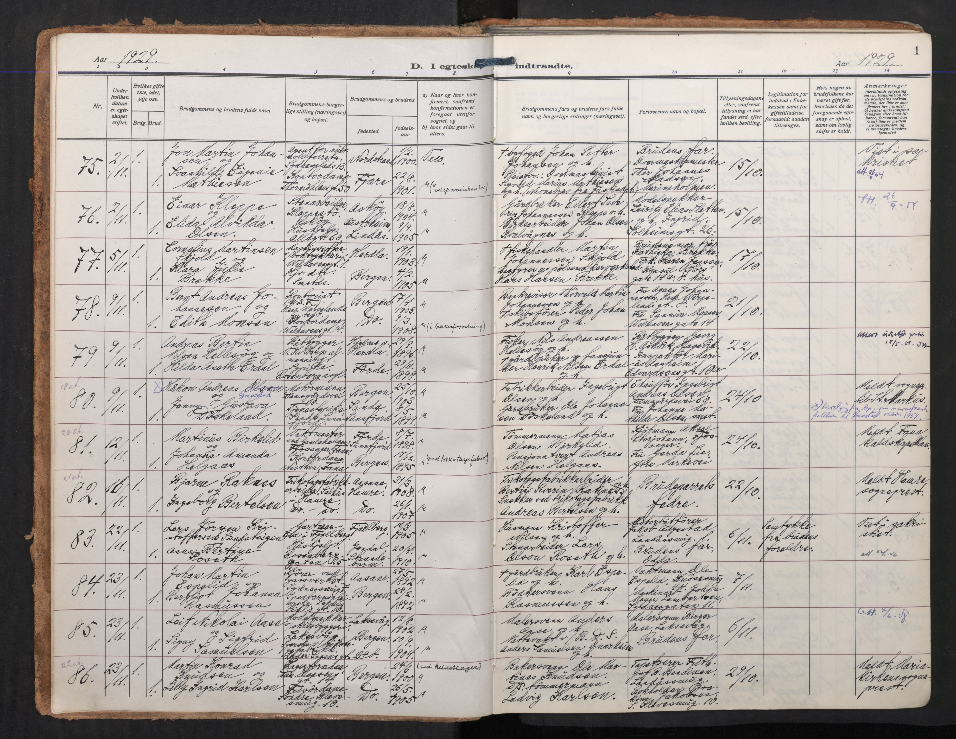 Johanneskirken sokneprestembete, SAB/A-76001/H/Haa/L0014: Parish register (official) no. D 3, 1929-1949, p. 0b-1a