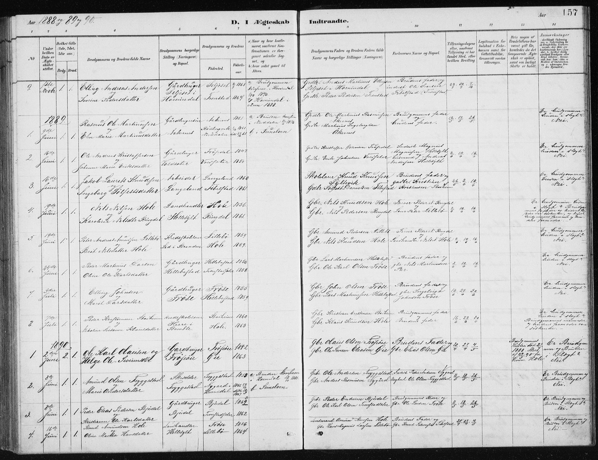 Ministerialprotokoller, klokkerbøker og fødselsregistre - Møre og Romsdal, SAT/A-1454/517/L0230: Parish register (copy) no. 517C03, 1879-1912, p. 157