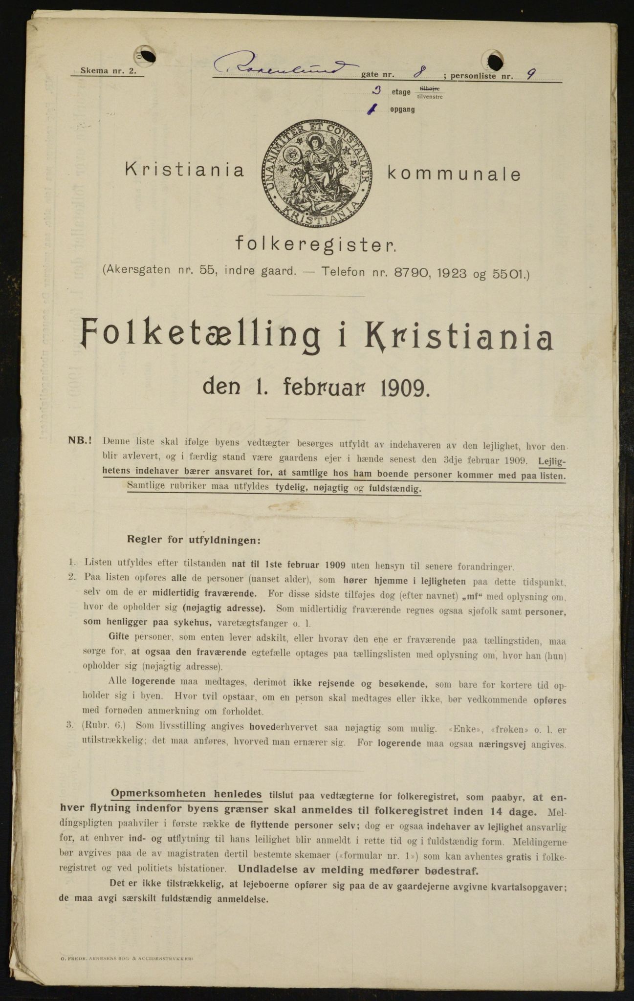 OBA, Municipal Census 1909 for Kristiania, 1909, p. 76278