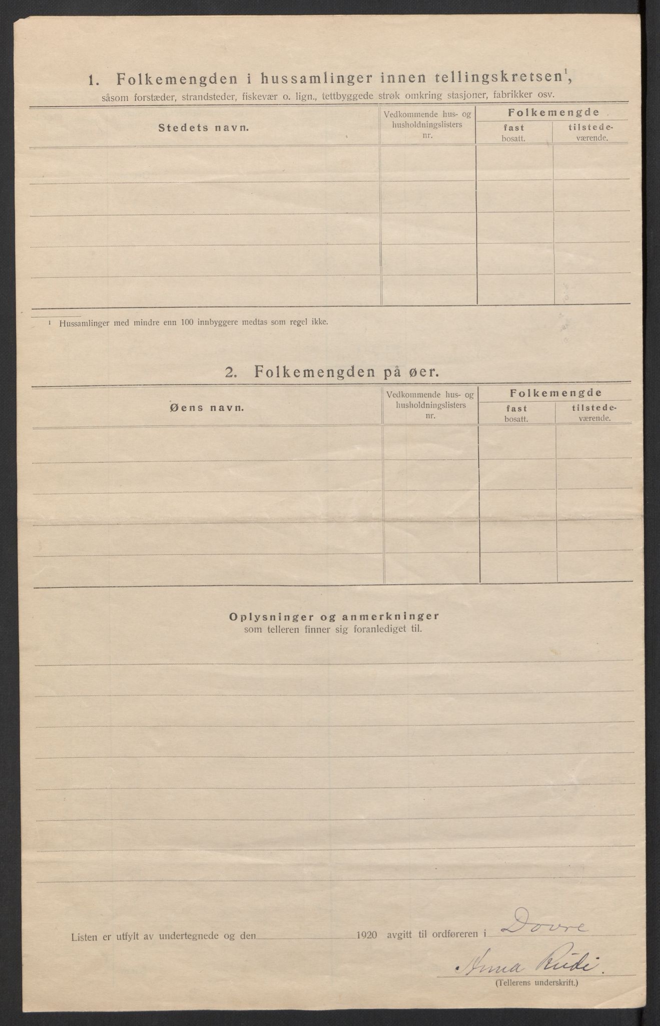 SAH, 1920 census for Dovre, 1920, p. 22