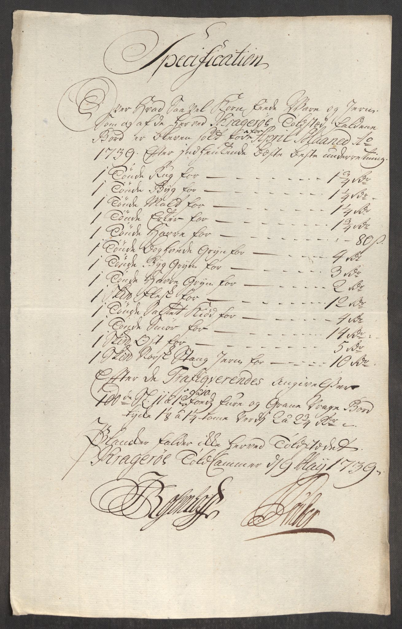Rentekammeret inntil 1814, Realistisk ordnet avdeling, RA/EA-4070/Oe/L0001: [Ø1]: Priskuranter, 1712-1739, p. 1009