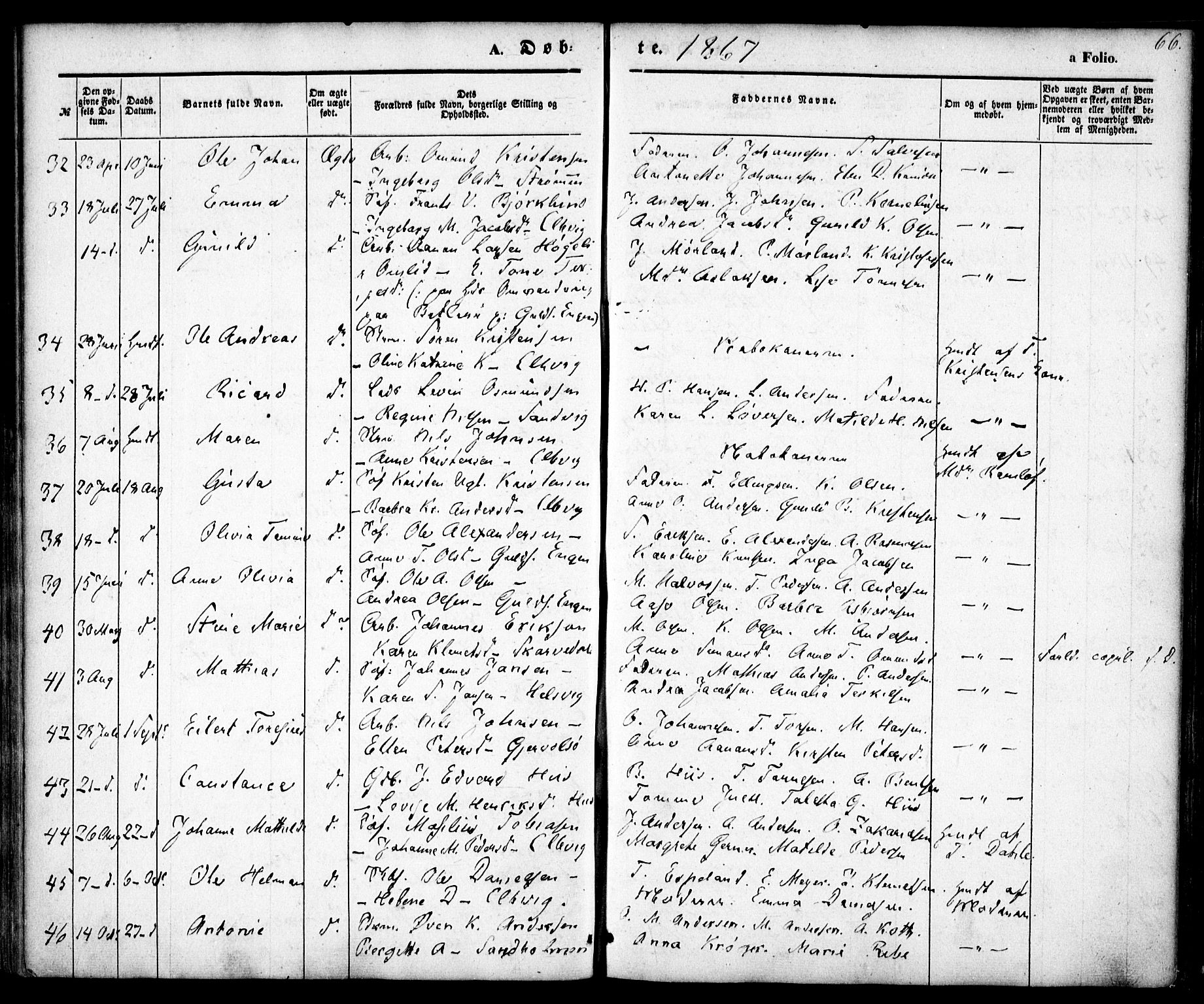 Hisøy sokneprestkontor, AV/SAK-1111-0020/F/Fa/L0001: Parish register (official) no. A 1, 1849-1871, p. 66