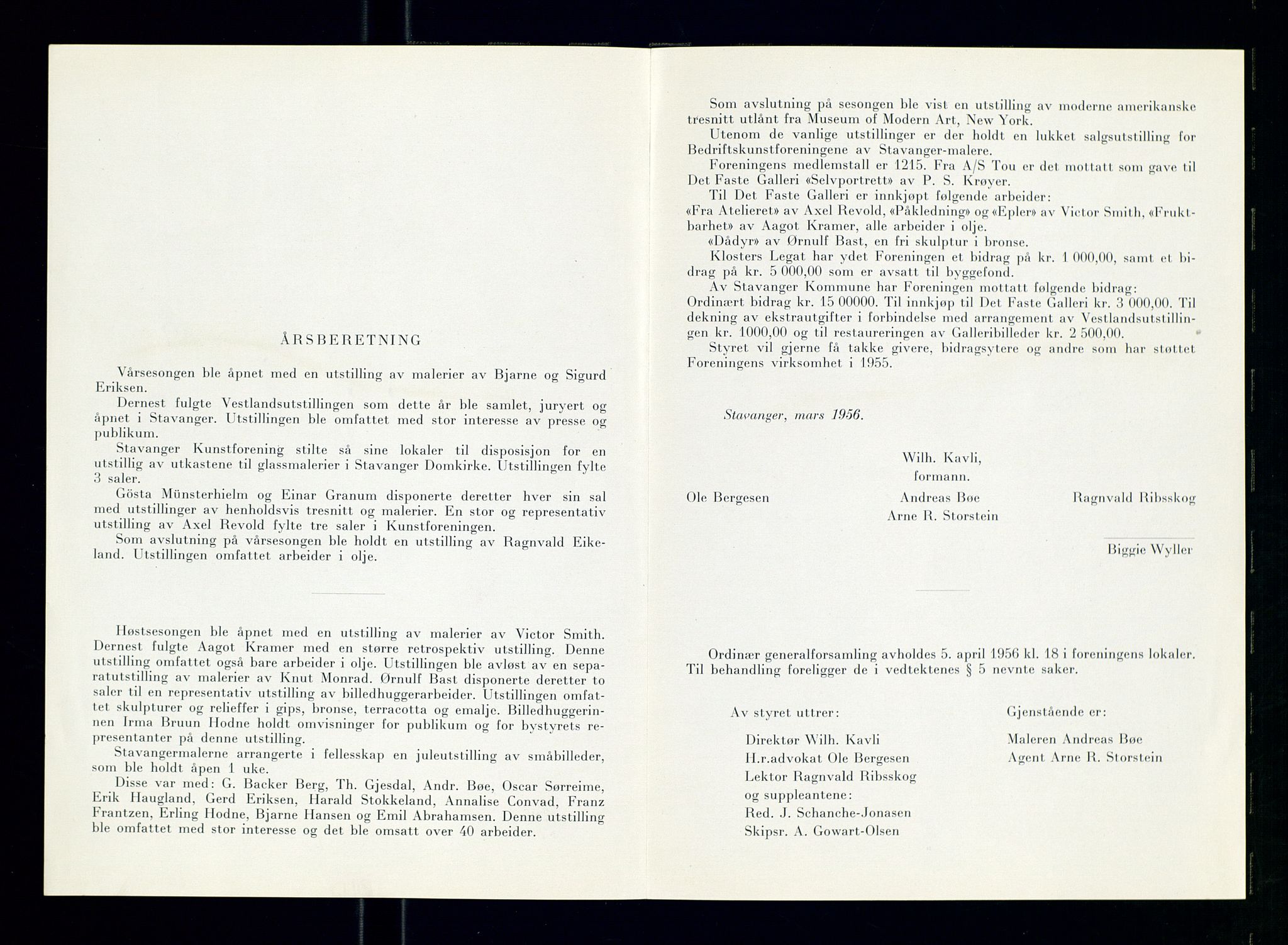 Pa 0481 - Stavanger Kunstforening, SAST/A-100677/A/L0005: Beretninger og styremøtepapirer, 1890-1990
