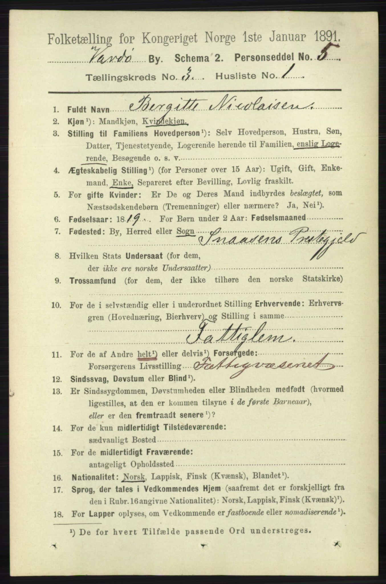 RA, 1891 census for 2002 Vardø, 1891, p. 1546