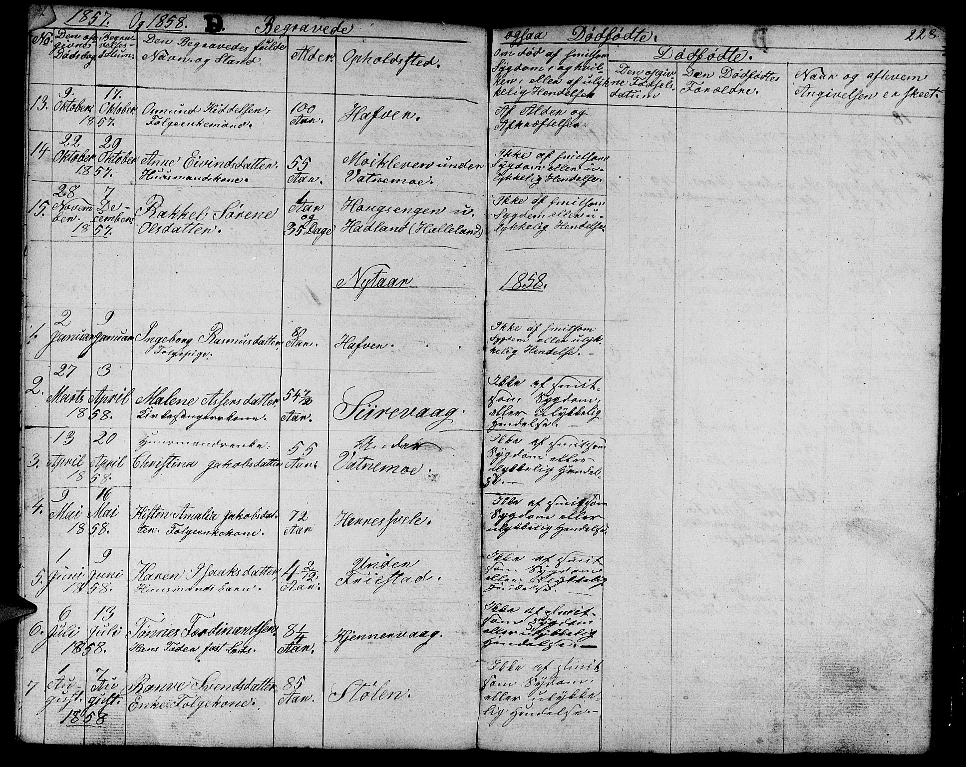 Eigersund sokneprestkontor, SAST/A-101807/S09/L0003: Parish register (copy) no. B 3, 1846-1875, p. 228