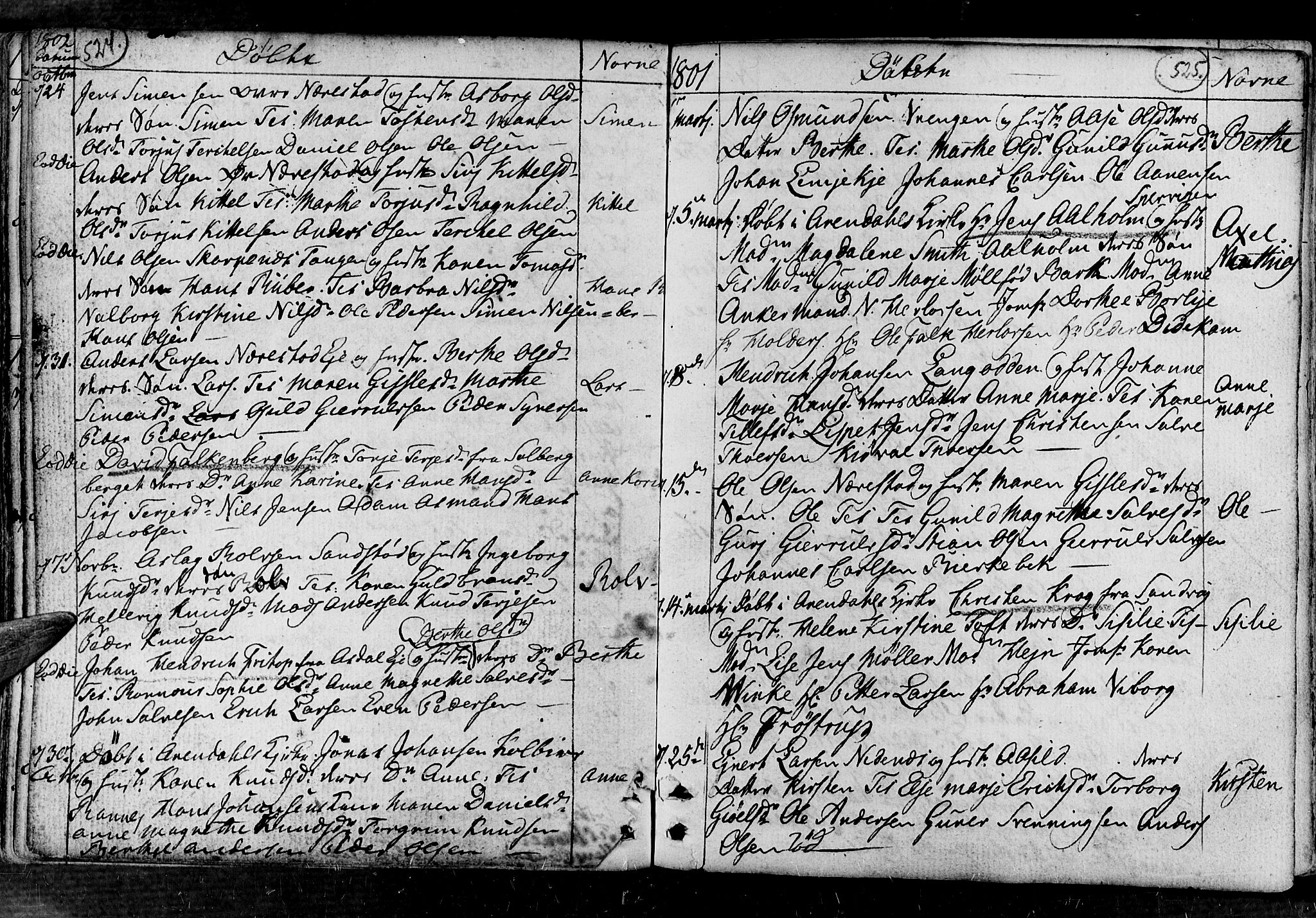 Øyestad sokneprestkontor, AV/SAK-1111-0049/F/Fa/L0008: Parish register (official) no. A 8, 1777-1804, p. 524-525