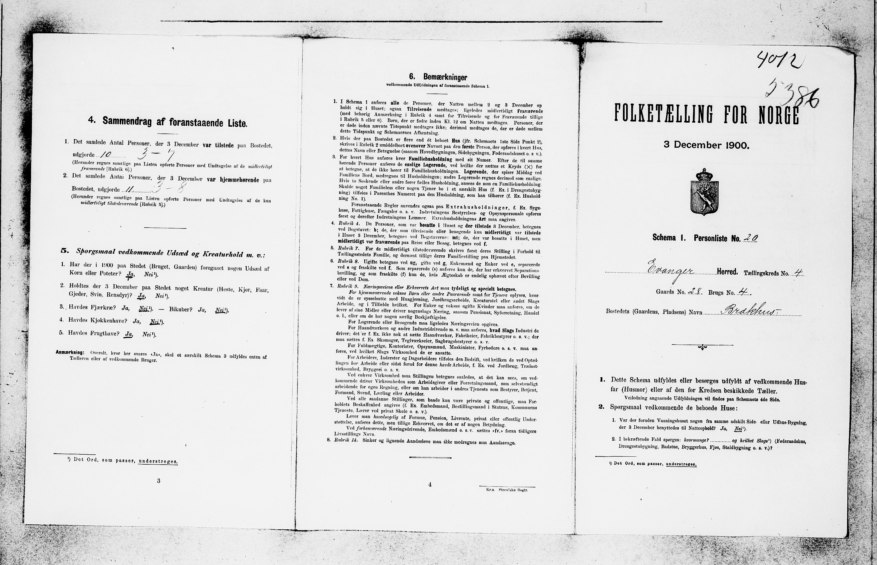 SAB, 1900 census for Evanger, 1900, p. 34