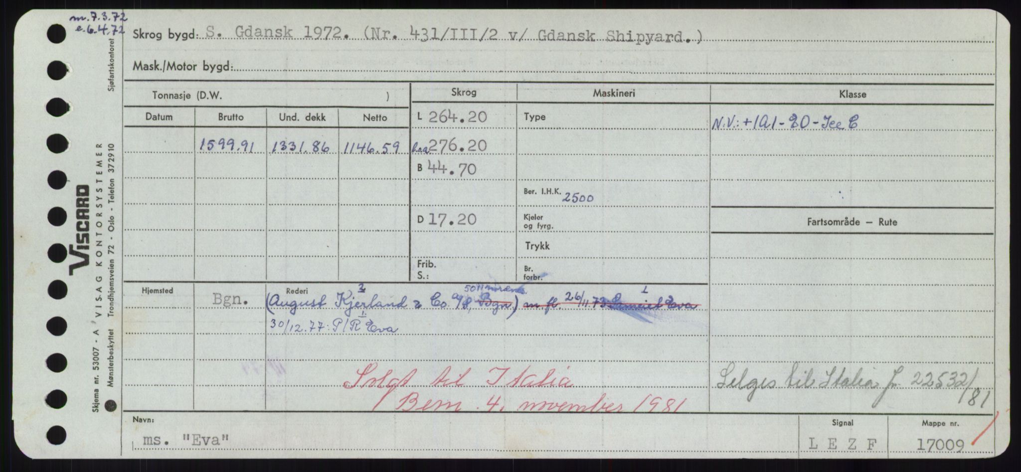 Sjøfartsdirektoratet med forløpere, Skipsmålingen, RA/S-1627/H/Hd/L0009: Fartøy, E, p. 591