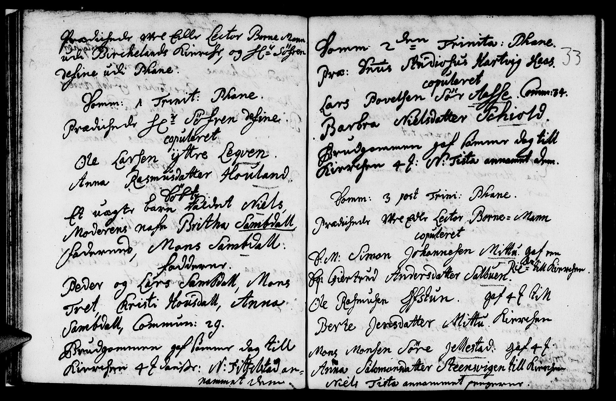 Fana Sokneprestembete, AV/SAB-A-75101/H/Haa/Haaa/L0001: Parish register (official) no. A 1, 1712-1719, p. 33