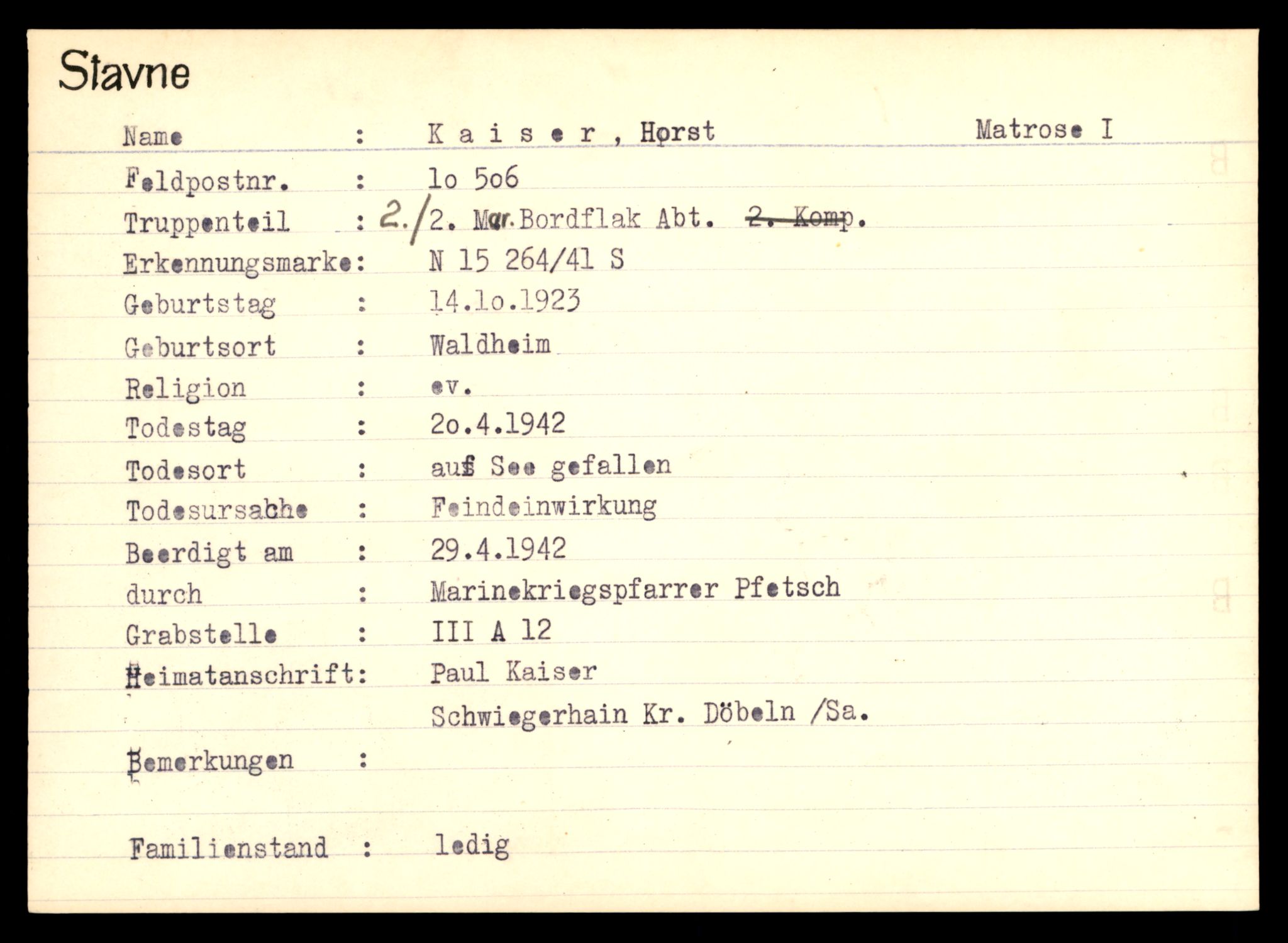 Distriktskontoret for krigsgraver, AV/SAT-A-5030/E/L0003: Kasett/kartotek over tysk Krigskirkegård Stavne, 1945, p. 645