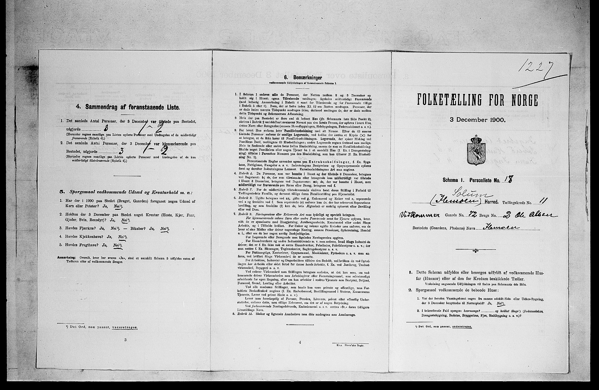 SAKO, 1900 census for Solum, 1900, p. 1871