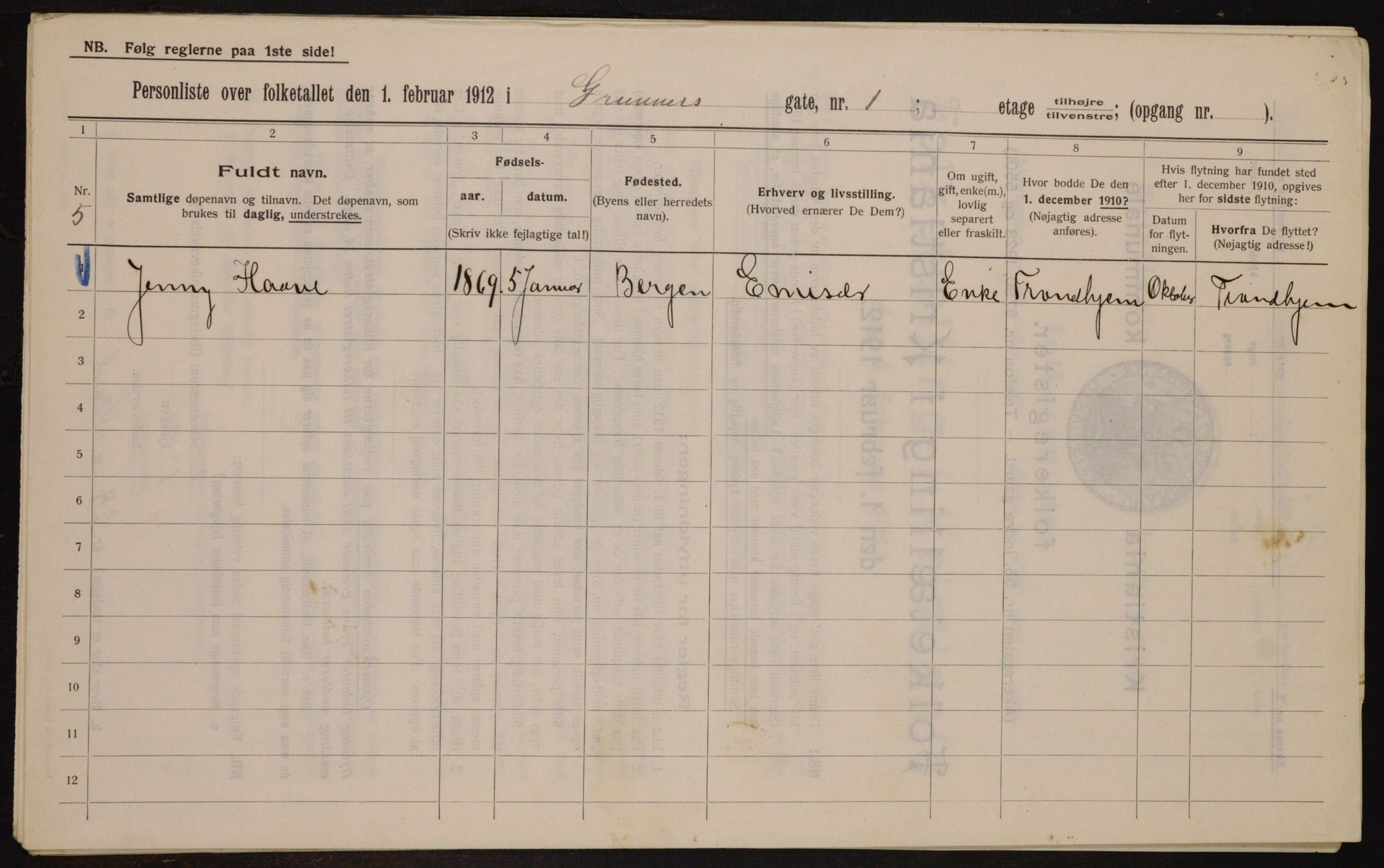 OBA, Municipal Census 1912 for Kristiania, 1912, p. 30475