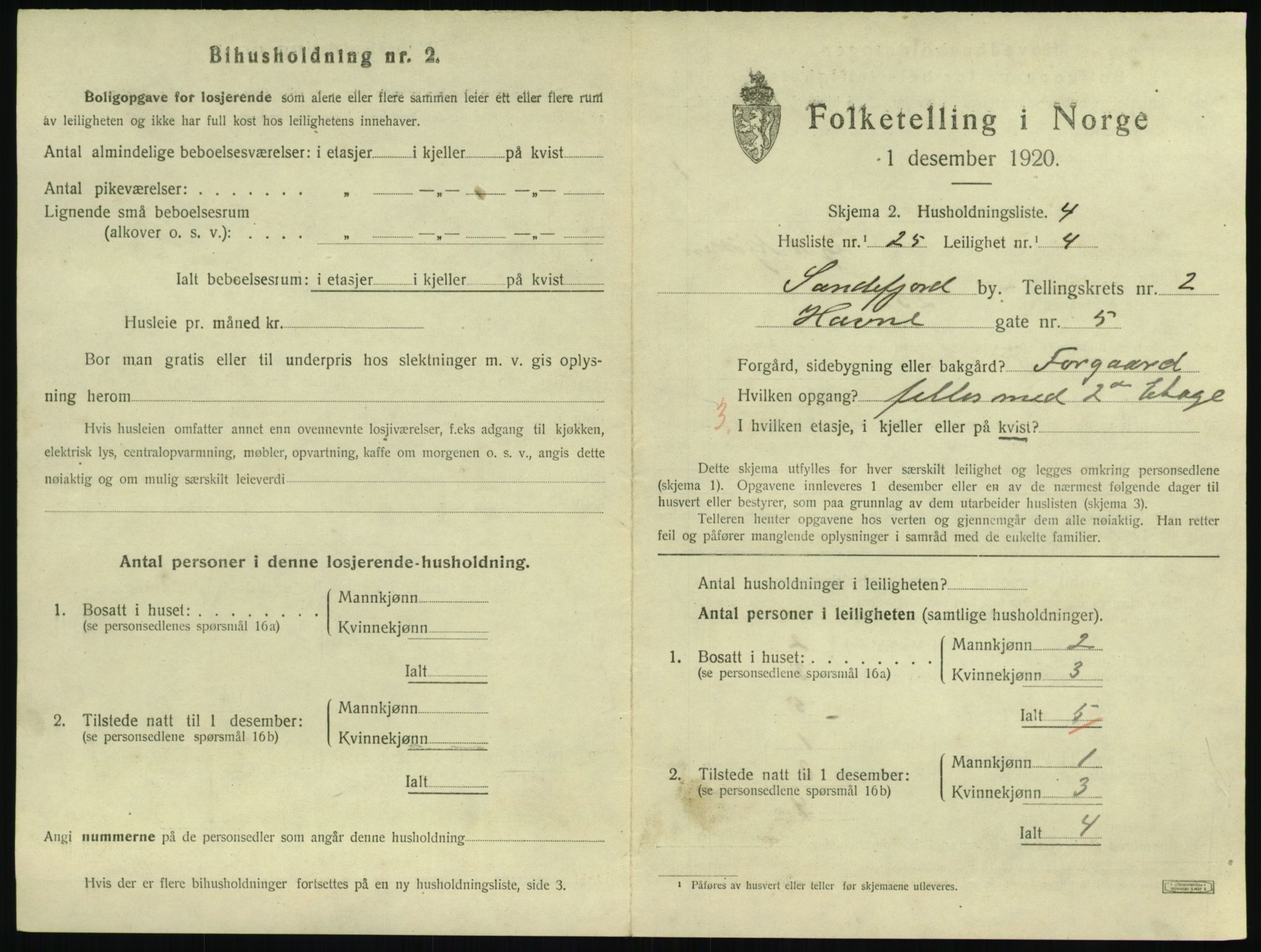 SAKO, 1920 census for Sandefjord, 1920, p. 1736