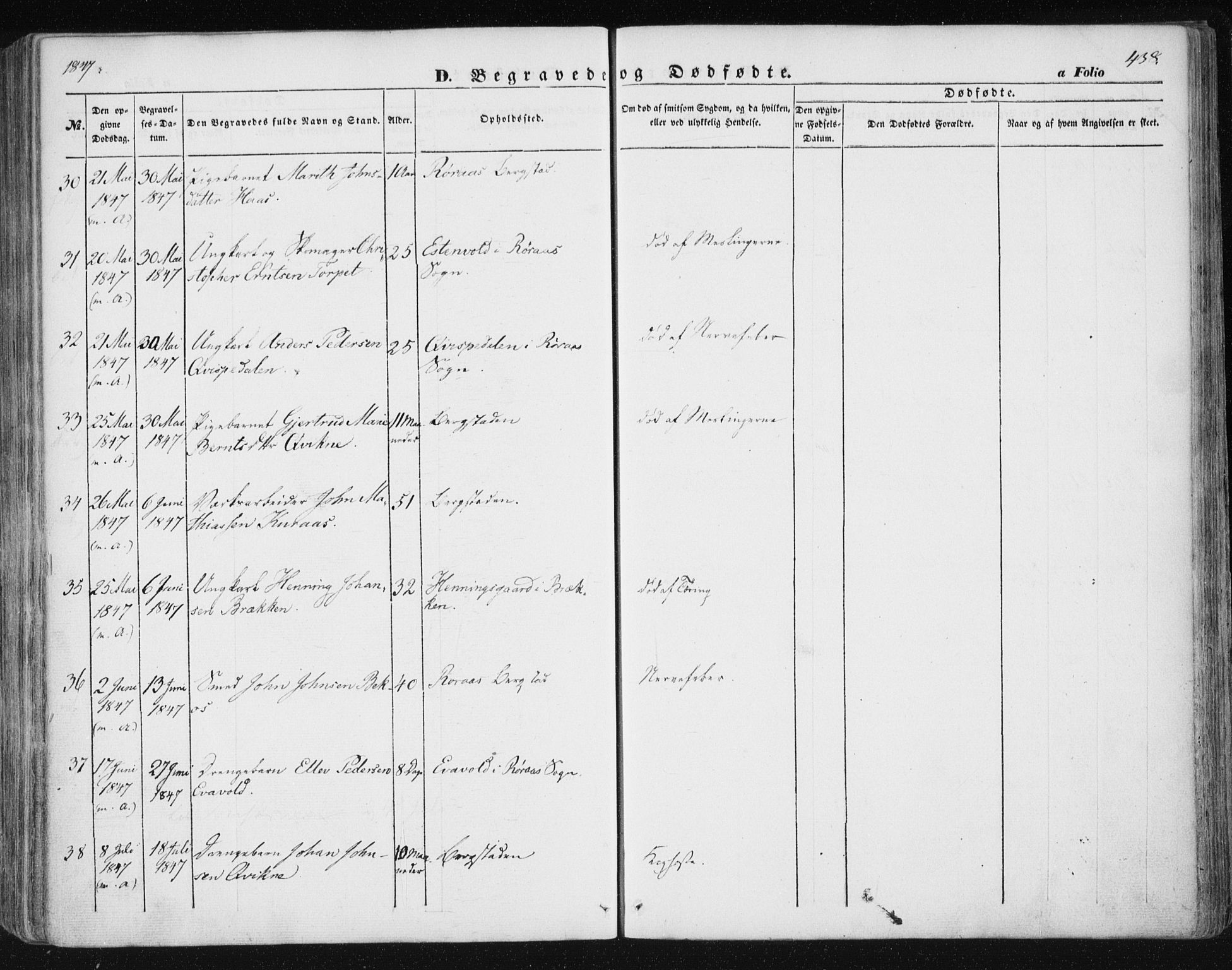 Ministerialprotokoller, klokkerbøker og fødselsregistre - Sør-Trøndelag, AV/SAT-A-1456/681/L0931: Parish register (official) no. 681A09, 1845-1859, p. 438