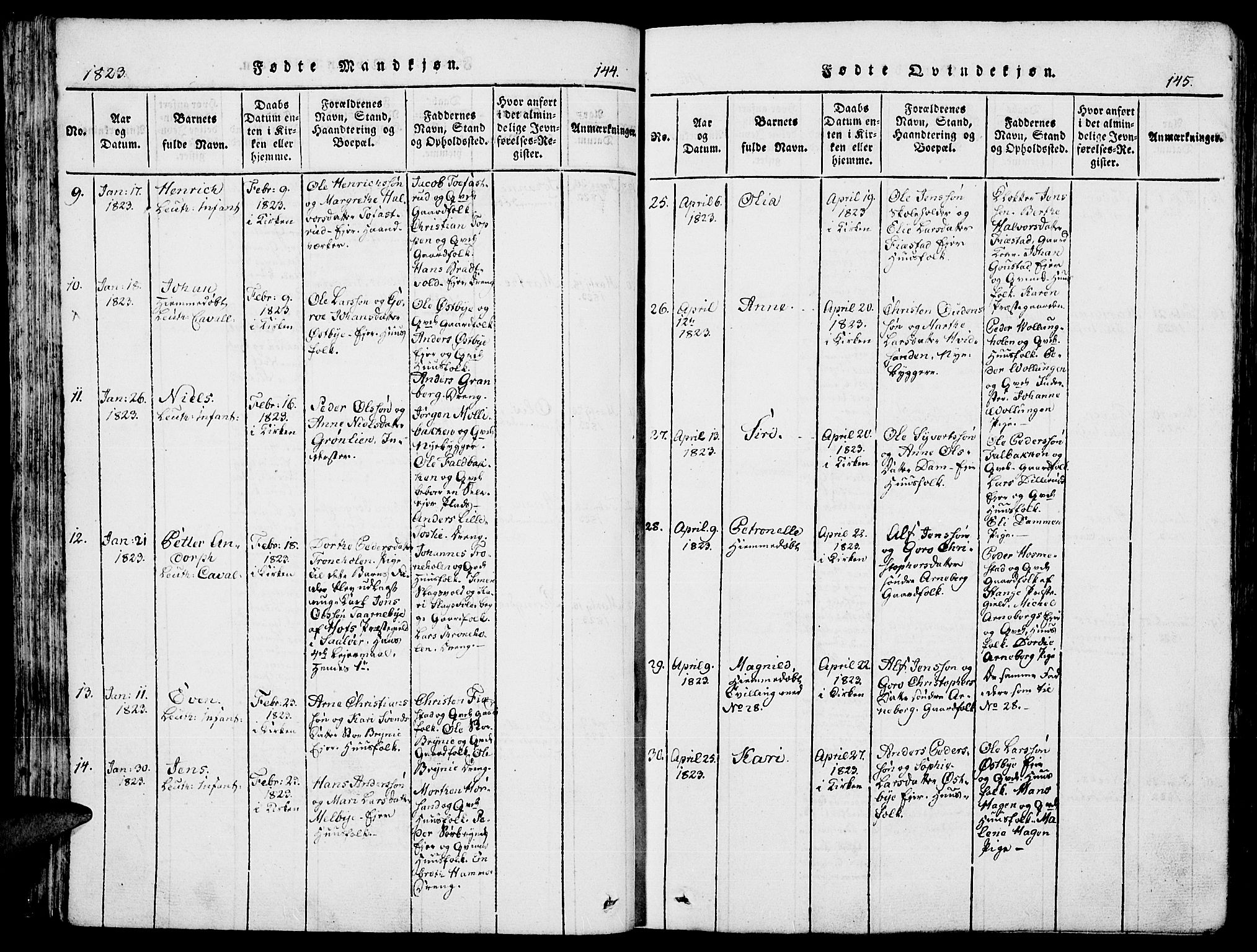 Romedal prestekontor, AV/SAH-PREST-004/K/L0002: Parish register (official) no. 2, 1814-1828, p. 144-145