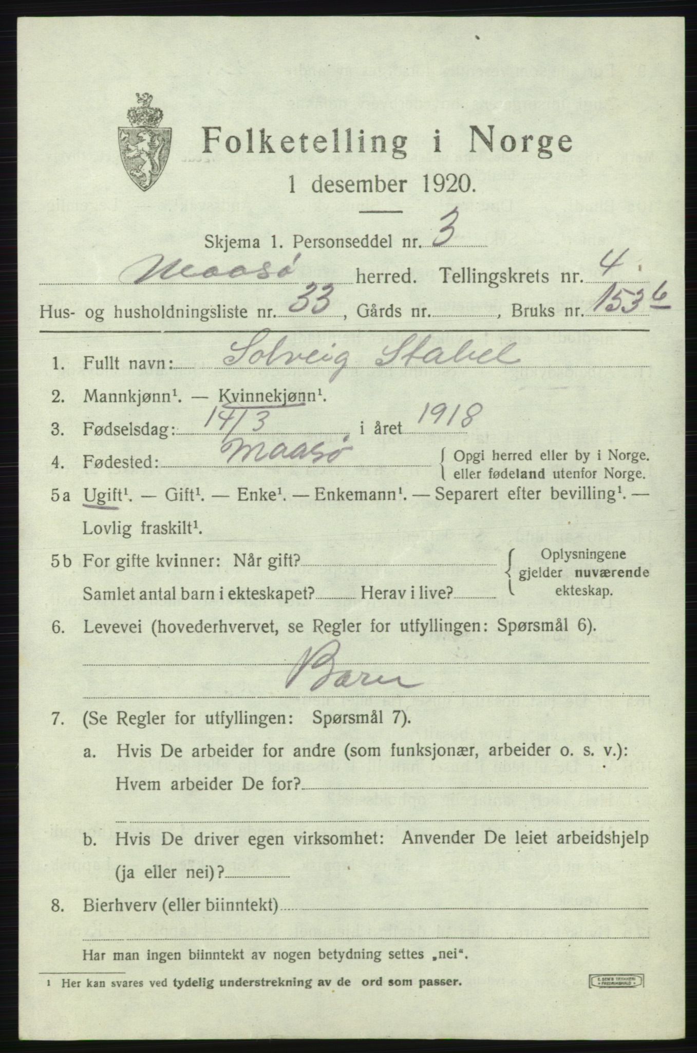 SATØ, 1920 census for Måsøy, 1920, p. 2198