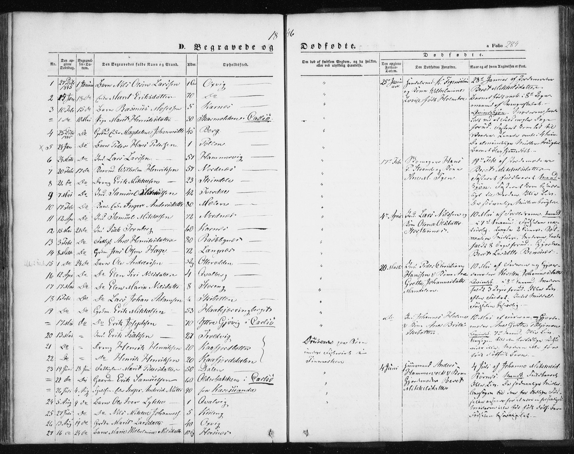 Lyngen sokneprestembete, AV/SATØ-S-1289/H/He/Hea/L0004kirke: Parish register (official) no. 4, 1839-1858, p. 284