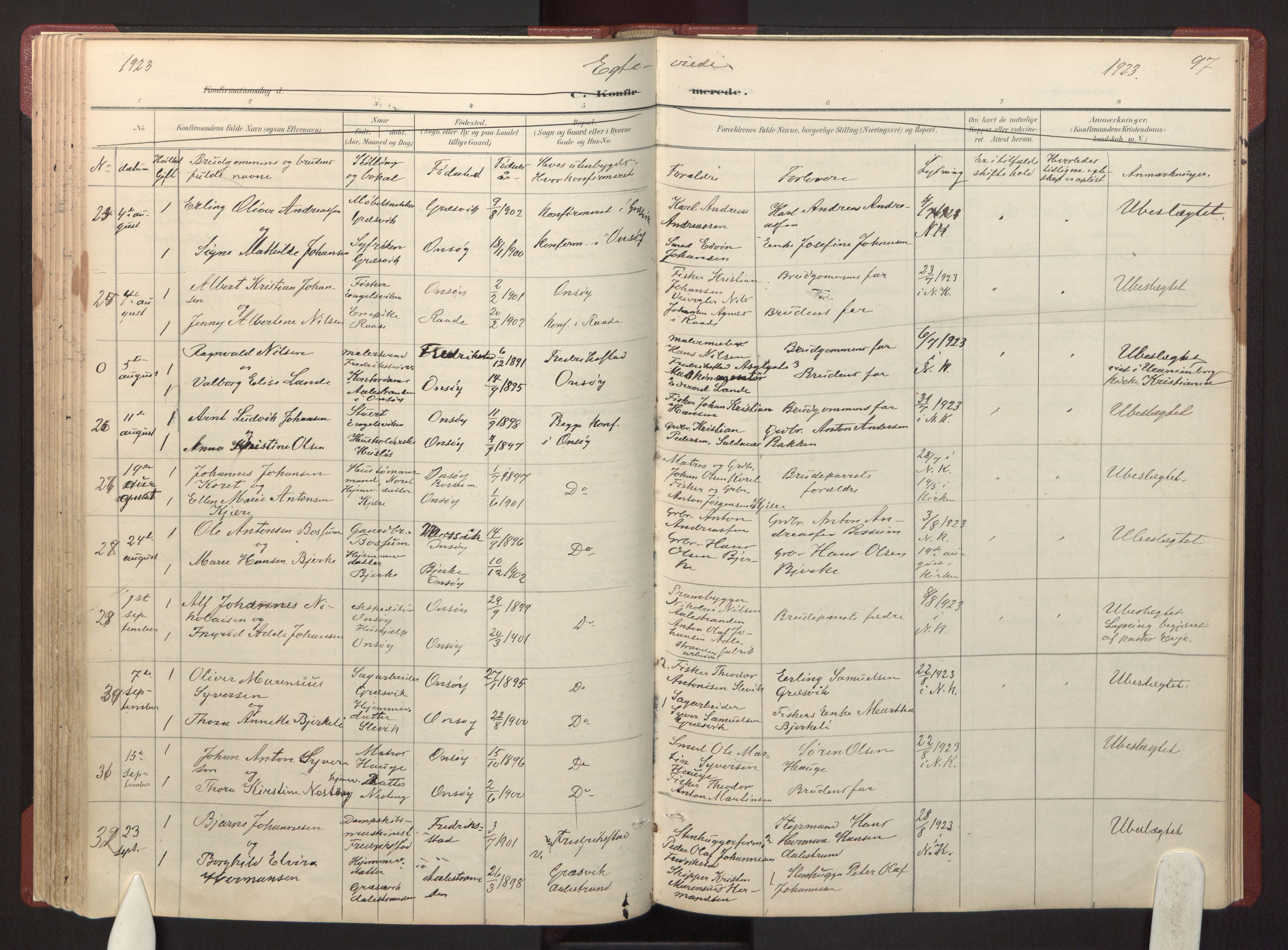 Onsøy prestekontor Kirkebøker, AV/SAO-A-10914/F/Fa/L0007: Parish register (official) no. I 7, 1893-1925, p. 97
