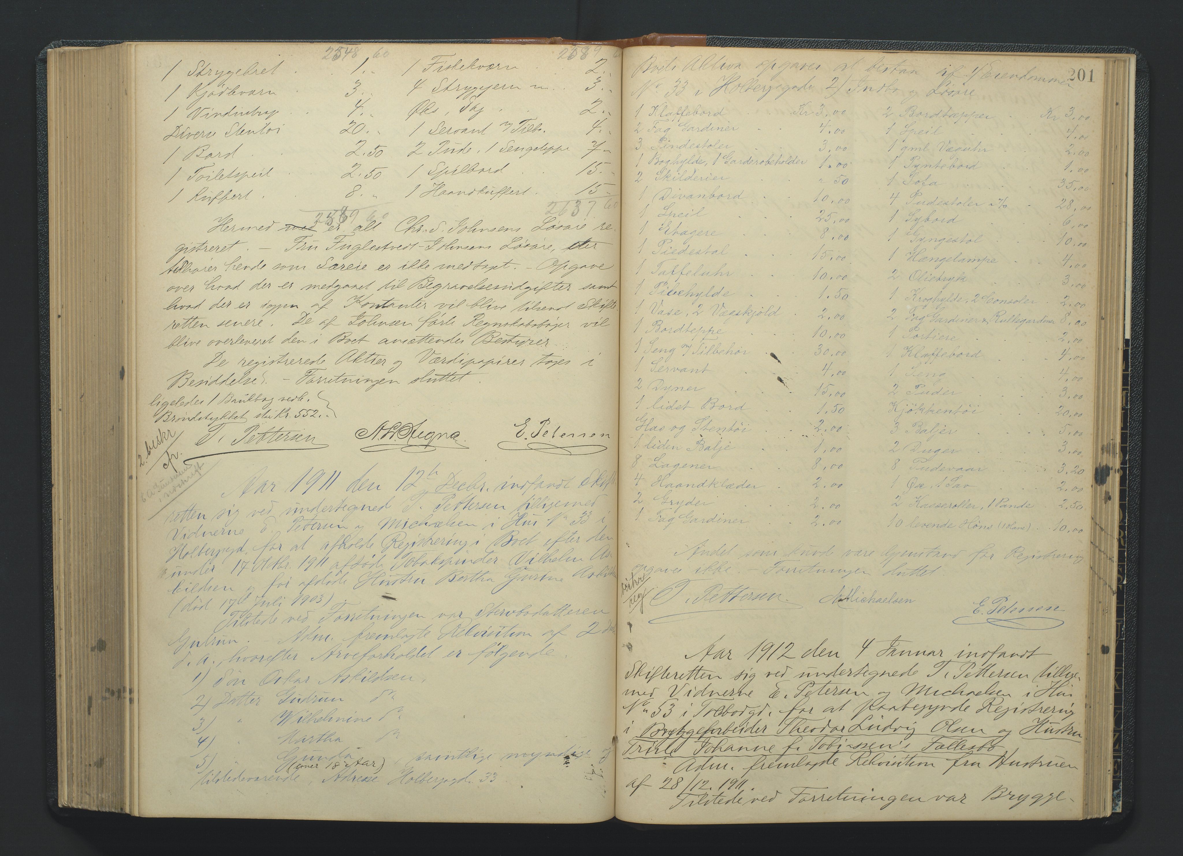 Kristiansand byrett, AV/SAK-1223-0001/H/Hc/L0035: Skifteregistreringsprotokoll nr. 7, med register, 1903-1914, p. 201