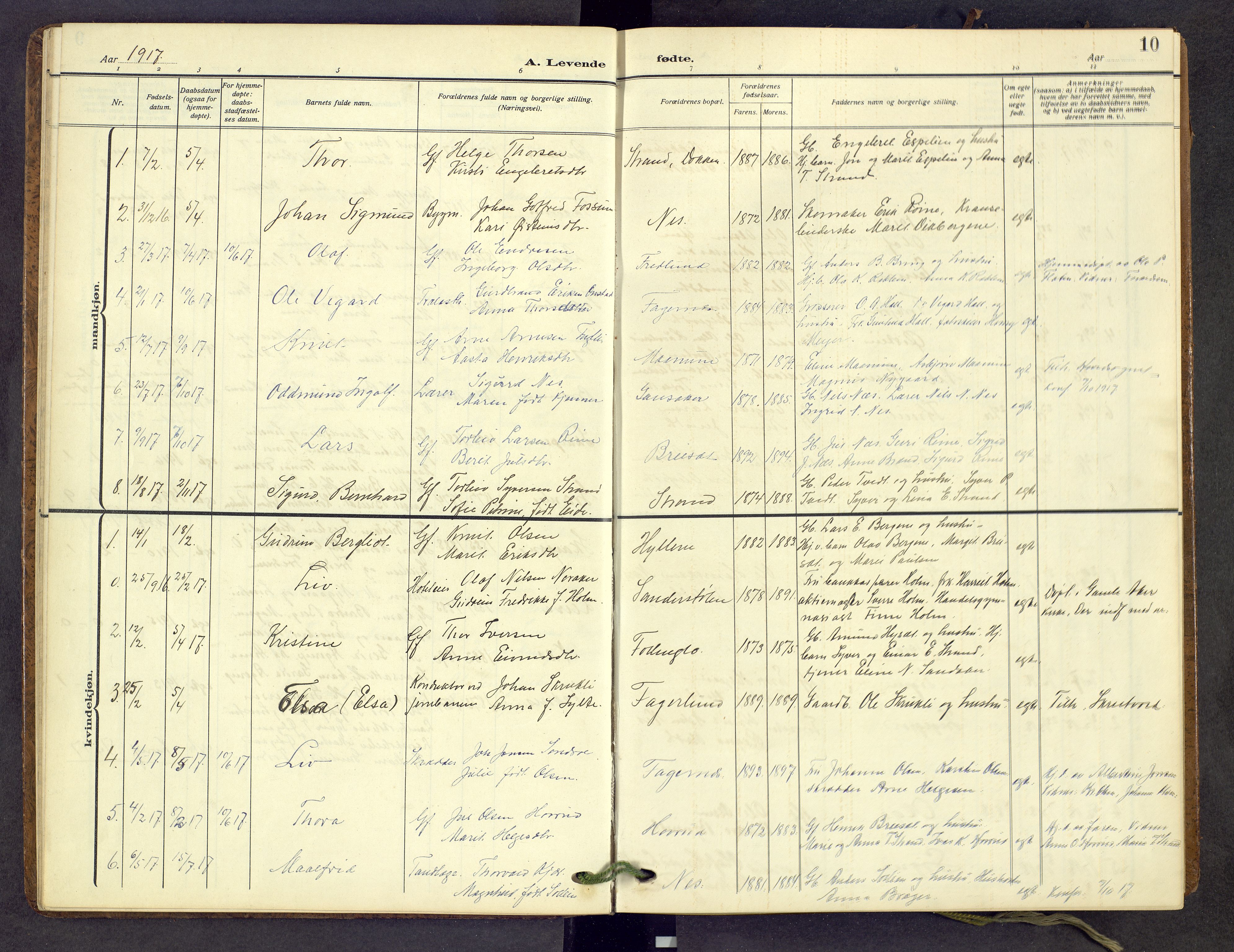 Nord-Aurdal prestekontor, SAH/PREST-132/H/Ha/Hab/L0013: Parish register (copy) no. 13, 1911-1948, p. 10