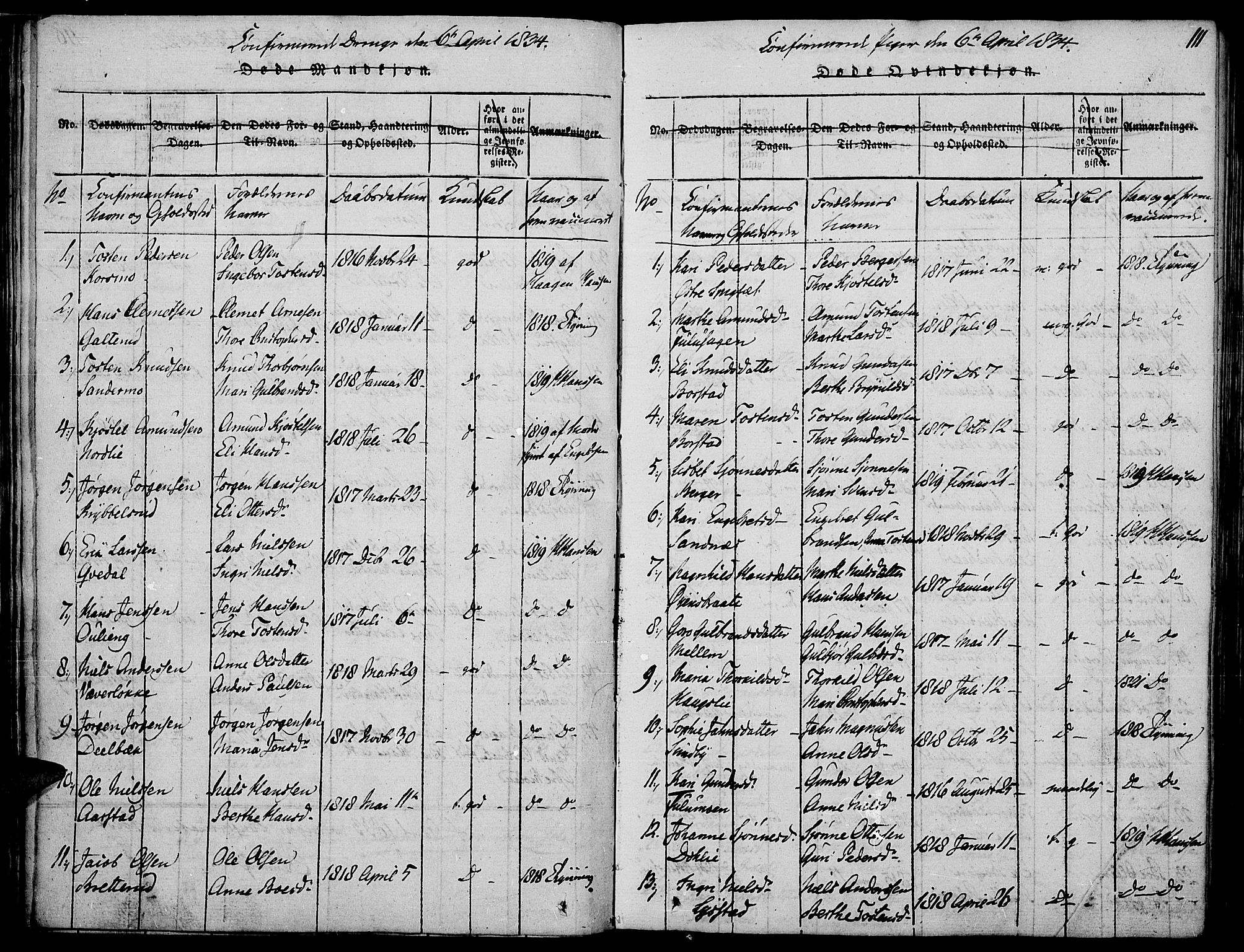 Strøm-Odalen prestekontor, AV/SAH-PREST-028/H/Ha/Haa/L0006: Parish register (official) no. 6, 1814-1850, p. 111